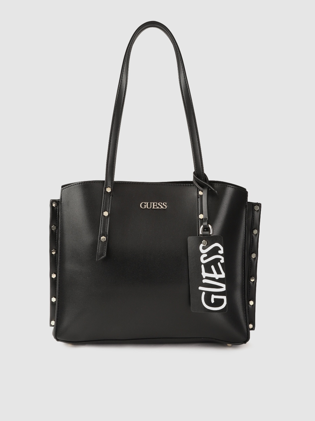 

GUESS Black Solid Shoulder Bag with Tab & Pouch