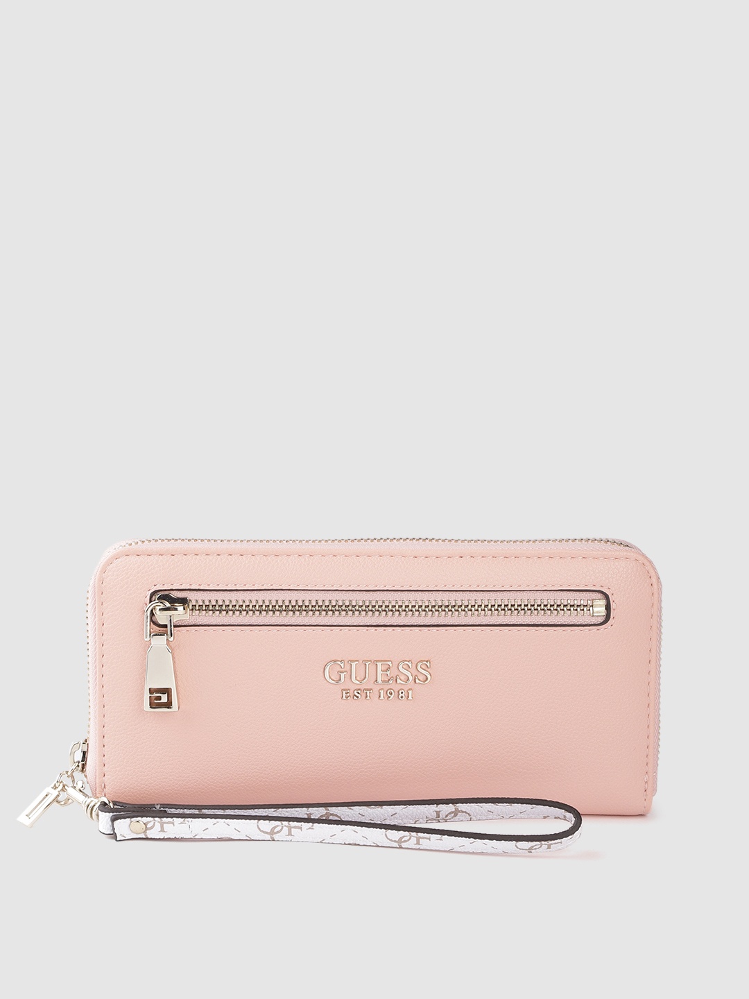 

GUESS Women Pink & Gold-Toned PU Zip Around Wallet