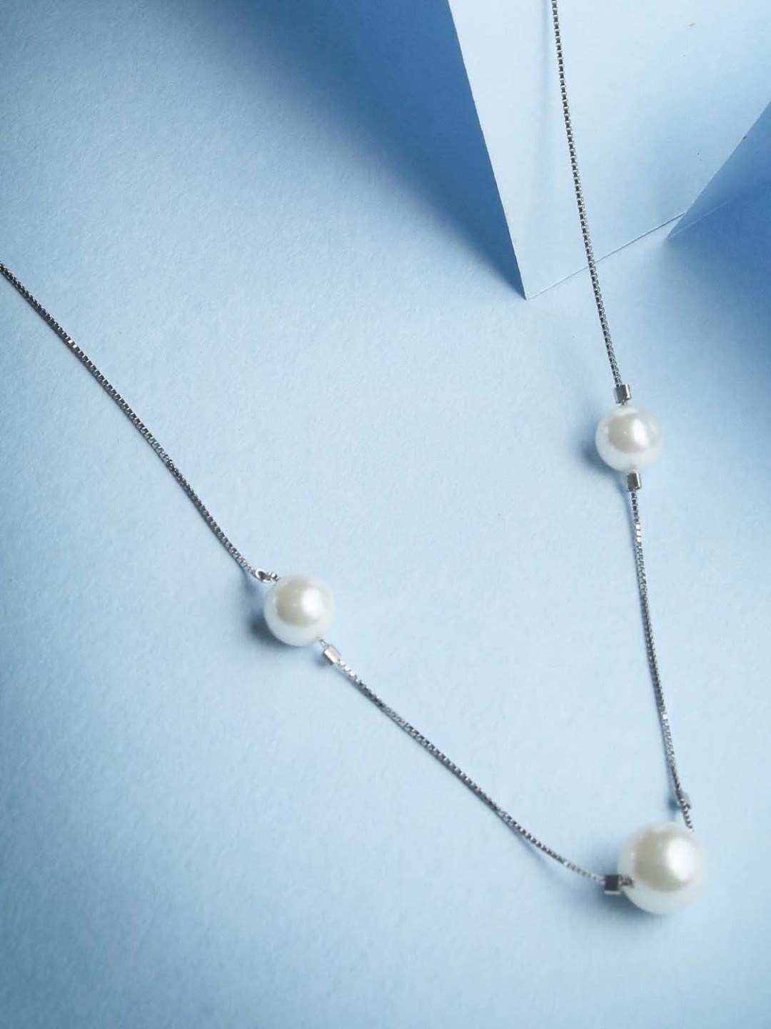 

Zavya 925 Sterling Silver Off White Rhodium-Plated Beaded Necklace