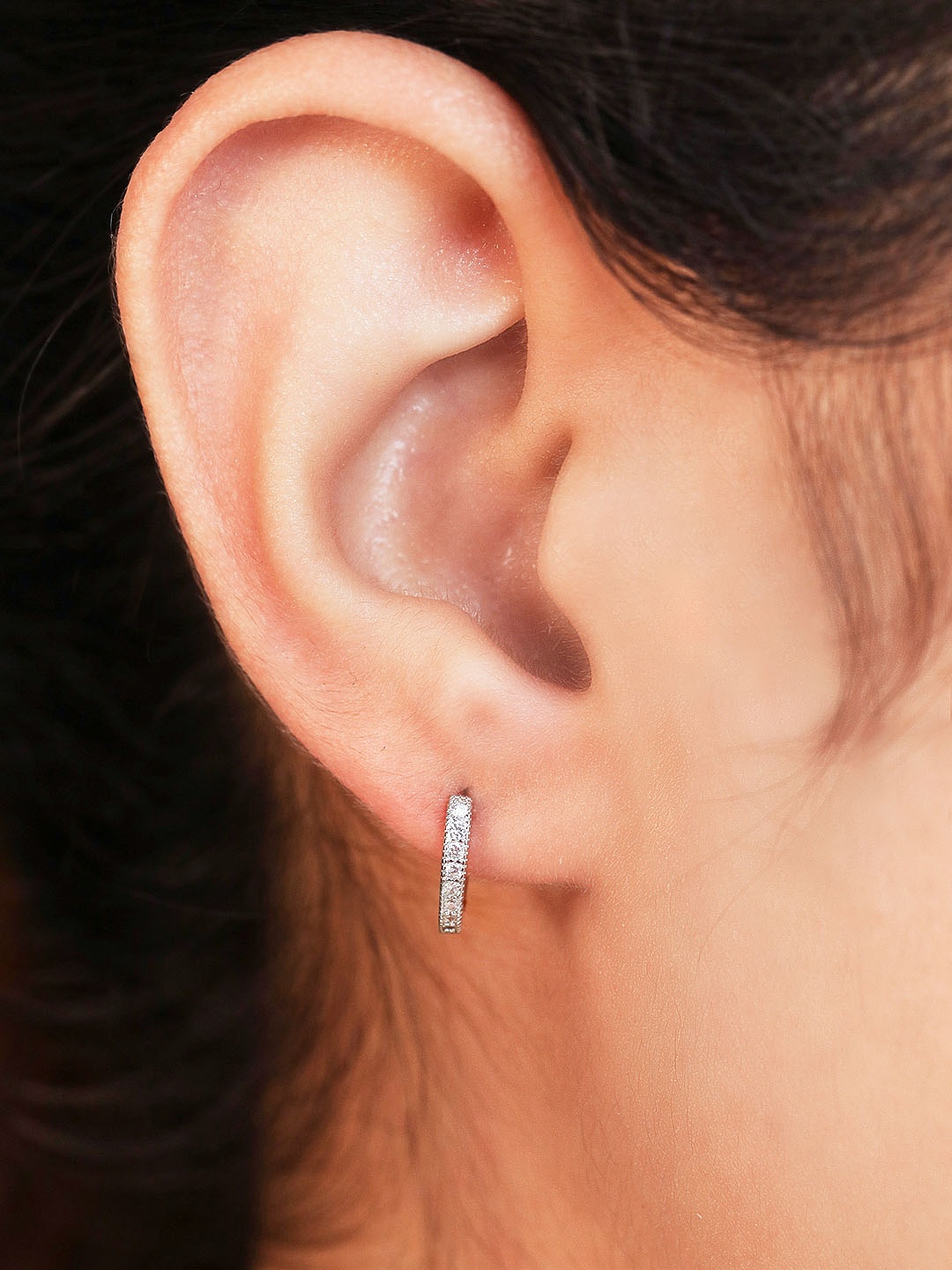 

Zavya 925 Sterling Silver Rhodium-Plated Circular Hoop Earrings