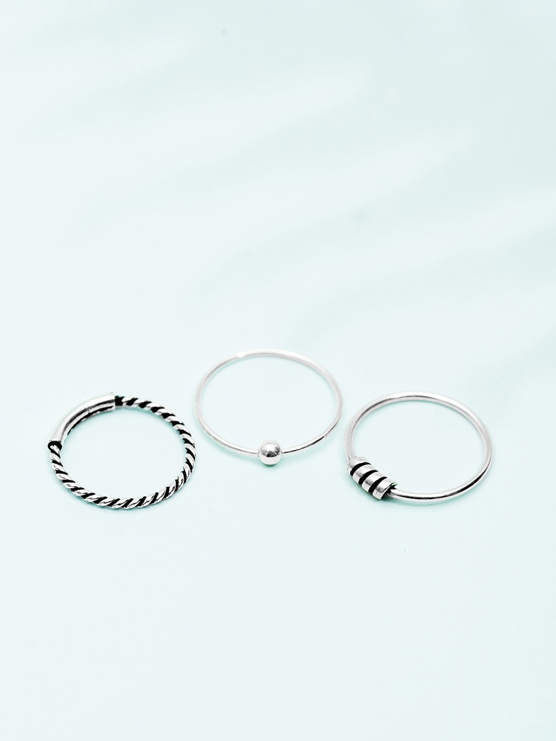 

Zavya Women Pack of 3 Silver & Black Silver-Plated 925 Sterling Silver Nose Ring