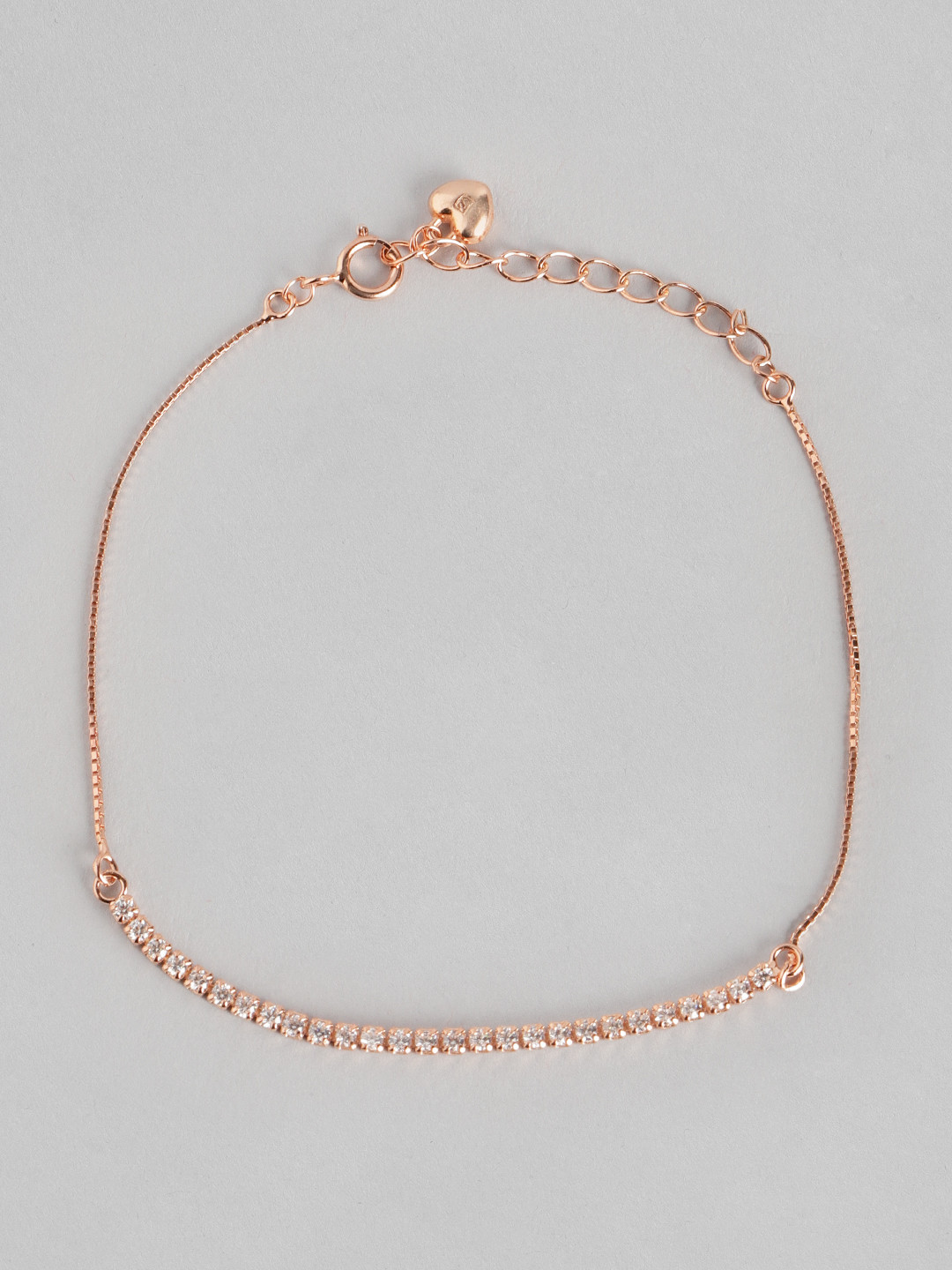 

Zavya Women 925 Sterling Silver Rose Gold-Plated & Transparent Charm Bracelet
