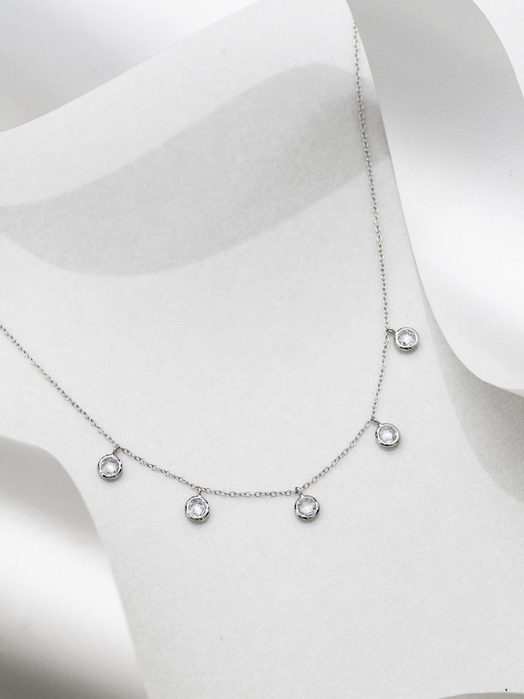 

Zavya 925 Sterling Silver Rhodium-Plated CZ Studded Necklace
