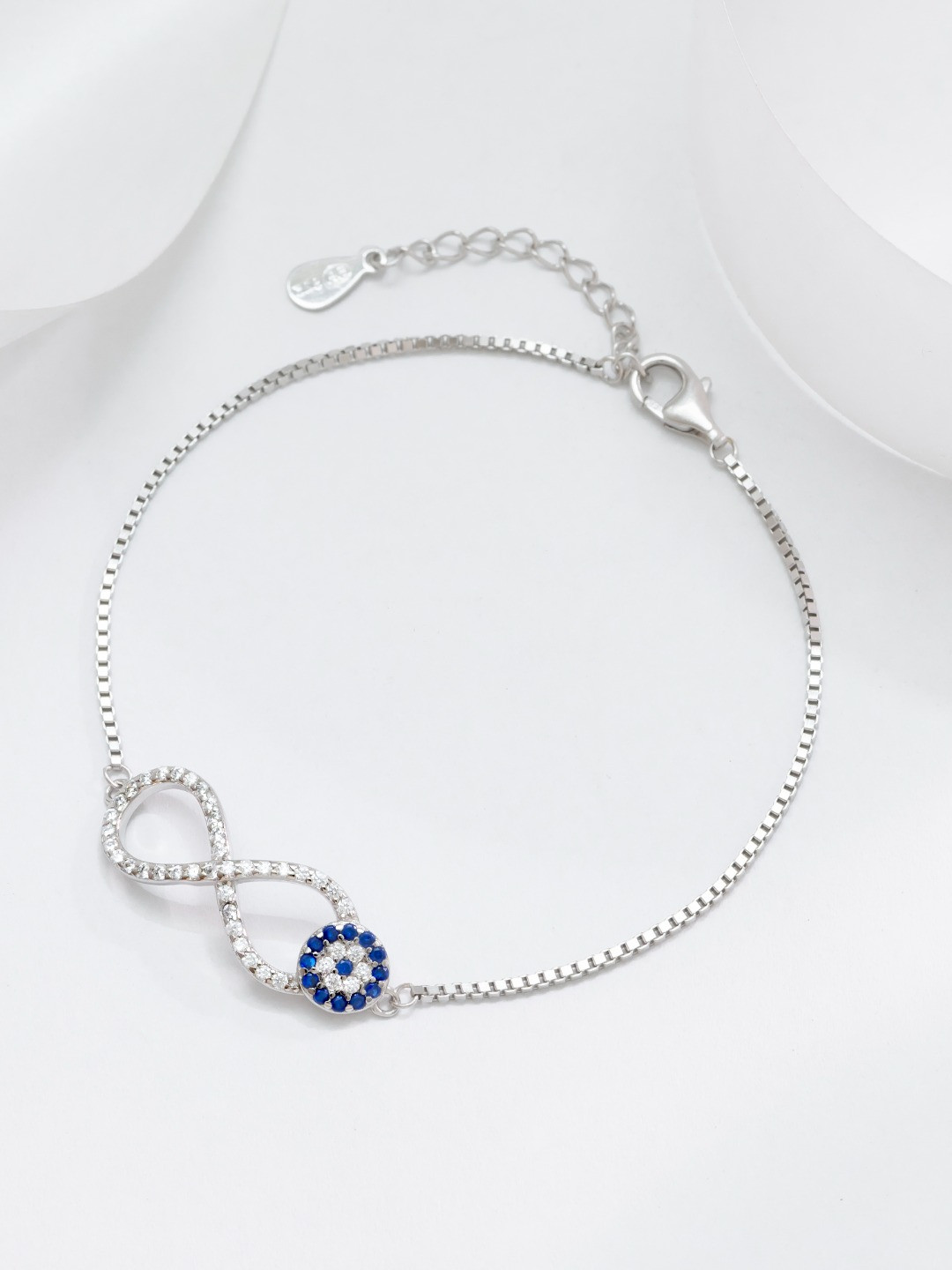 

Zavya Women 925 Sterling Silver Cubic Zirconia Rhodium-Plated Charm Bracelet