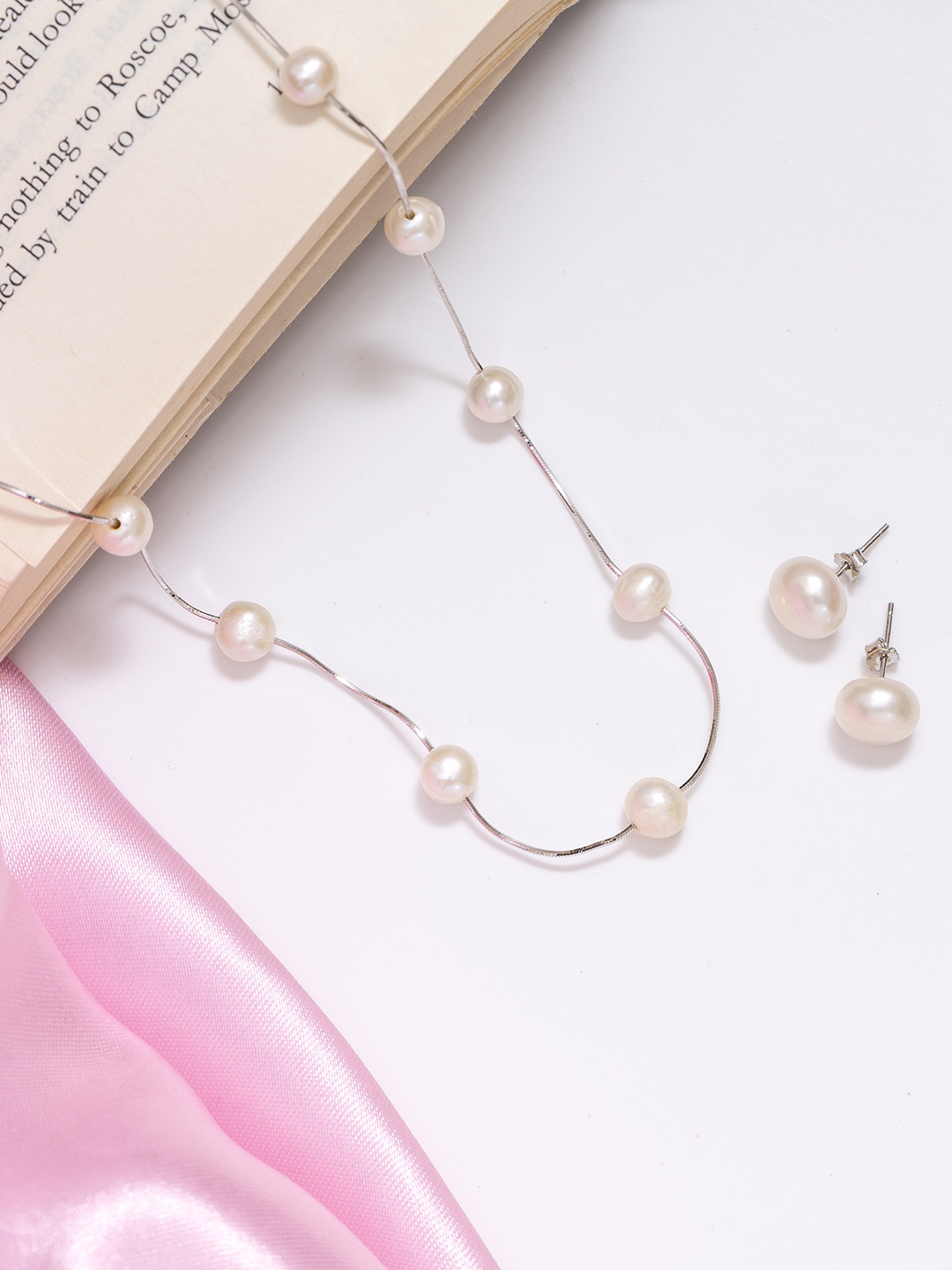 

Zavya 925 Sterling Silver & White Pearl-Beaded Jewellery Set