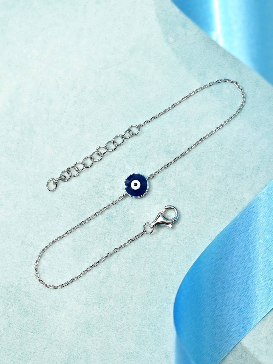 

Zavya Women 925 Sterling Silver & Blue Rhodium-Plated Charm Bracelet
