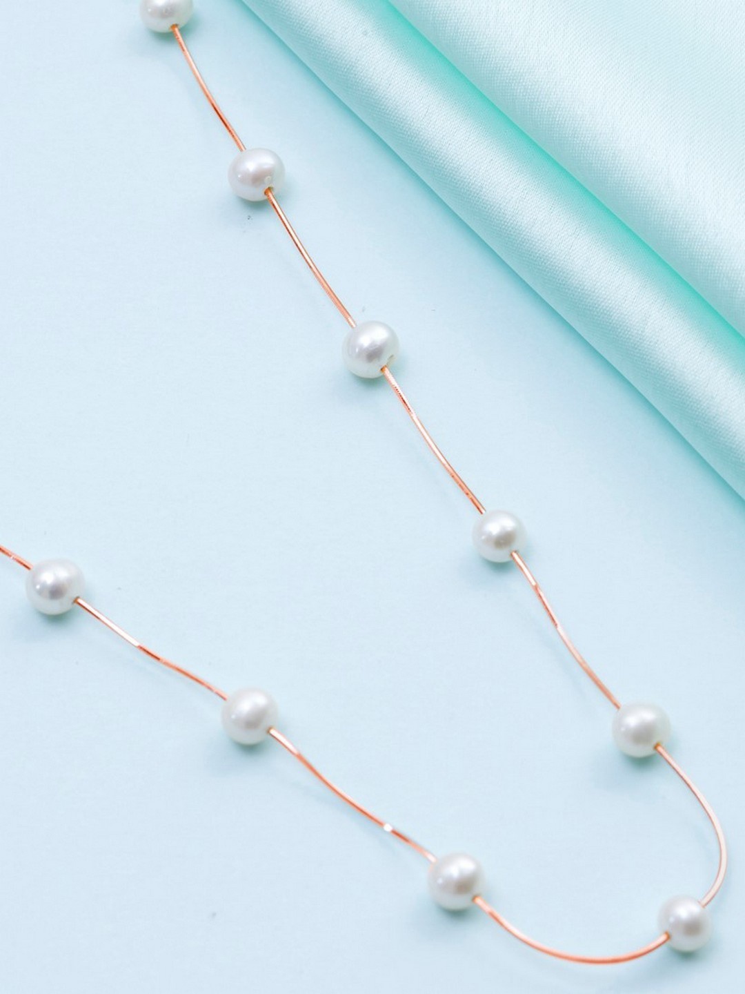 

Zavya 925 Sterling Silver Off-White Rose Gold-Plated Beaded Necklace