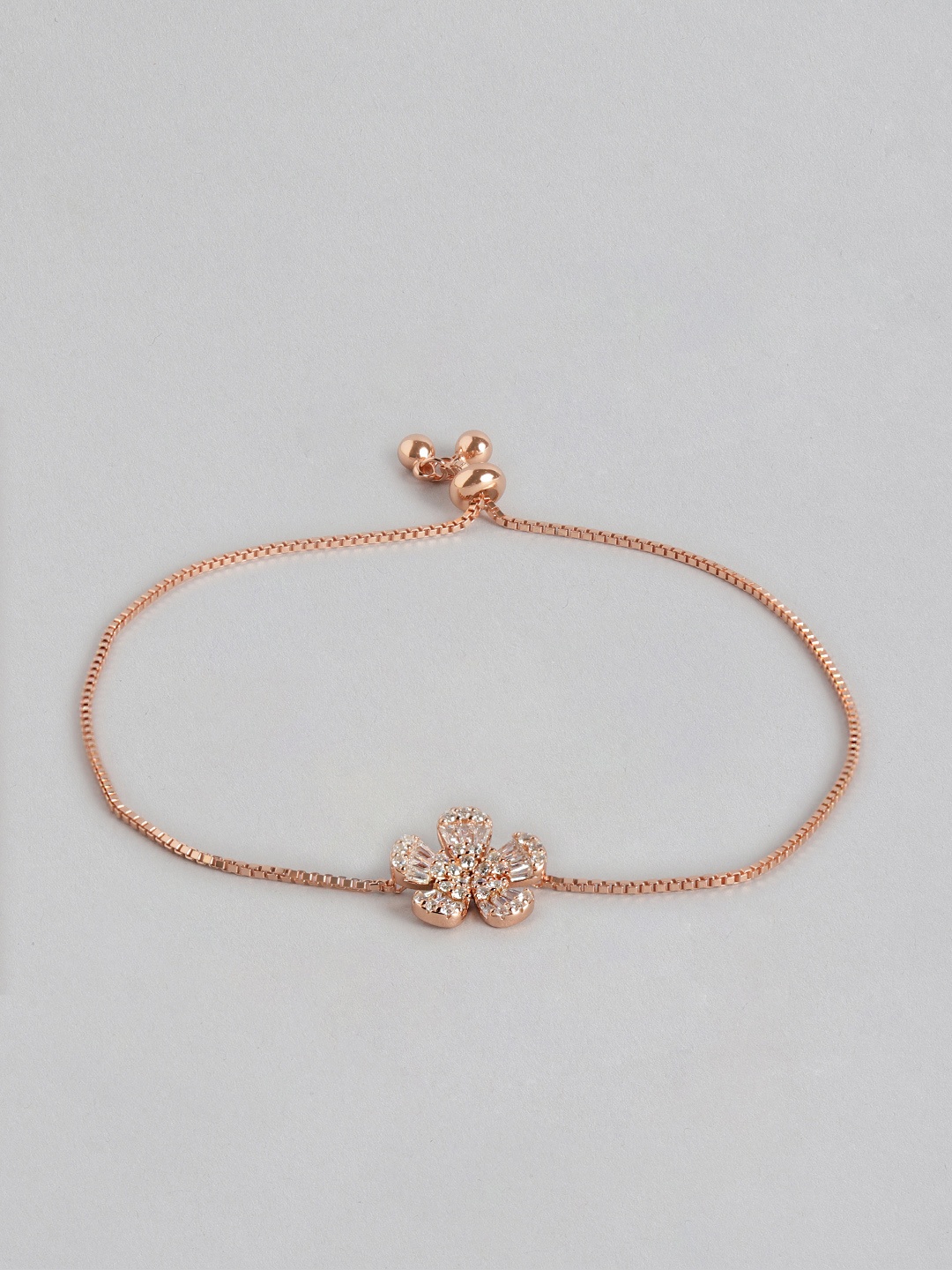

Zavya Women 925 Sterling Silver Rose Gold-Plated & Transparent Charm Bracelet