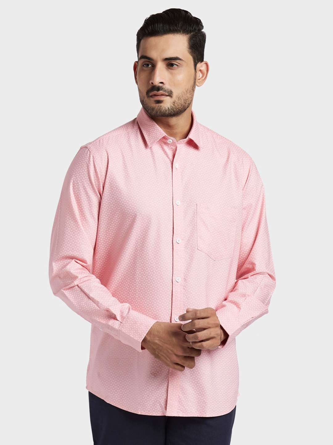 

ColorPlus Men Red Printed Tailored Fit Casual Shirt