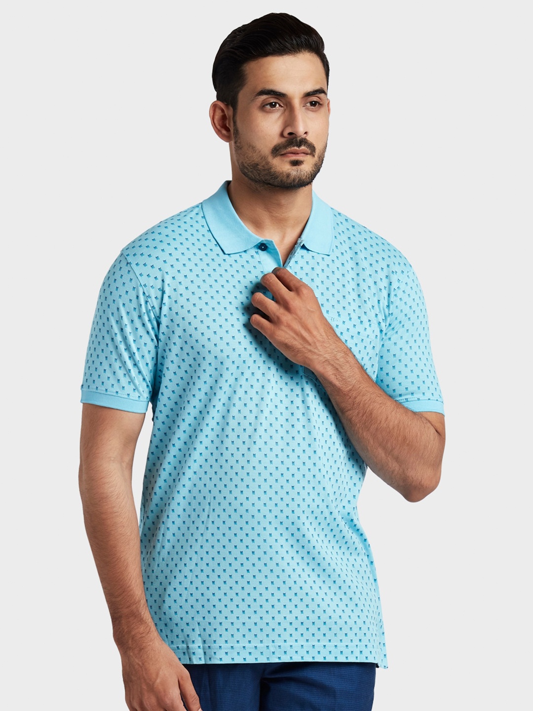 

ColorPlus Men Blue Polo Collar T-shirt