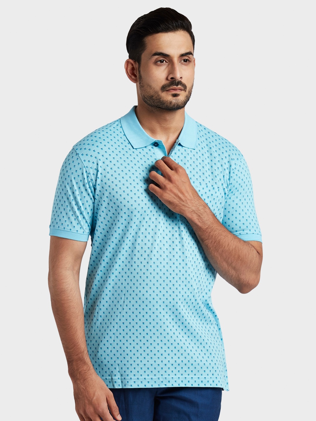 

ColorPlus Men Blue Polo Collar Pockets T-shirt, Turquoise blue