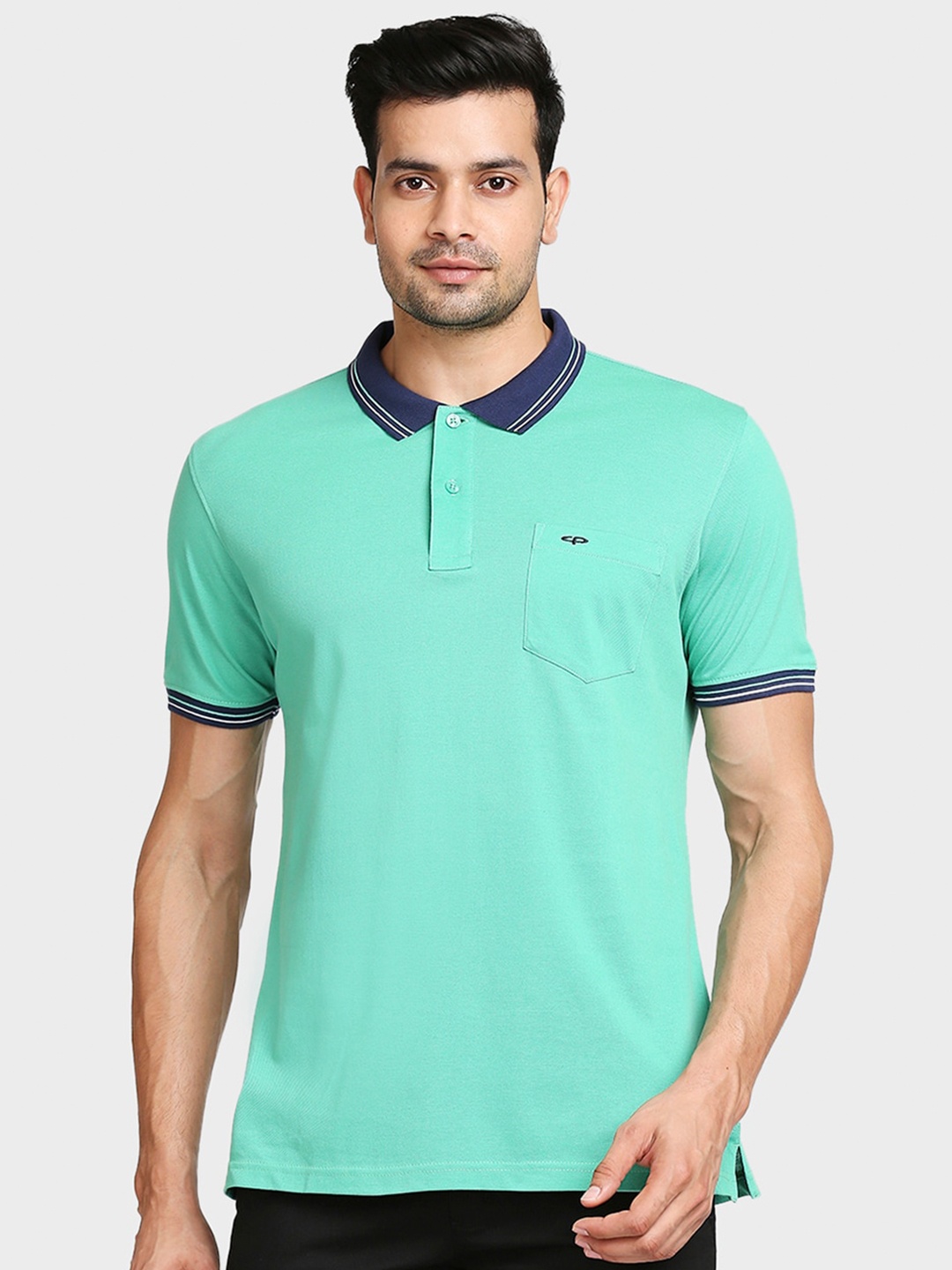 

ColorPlus Men Green Polo Collar Pockets T-shirt