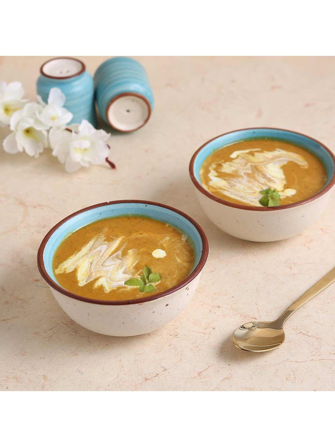 

Wonderchef Blue & Cream-Coloured 2 Pieces Stoneware Matte Bowls