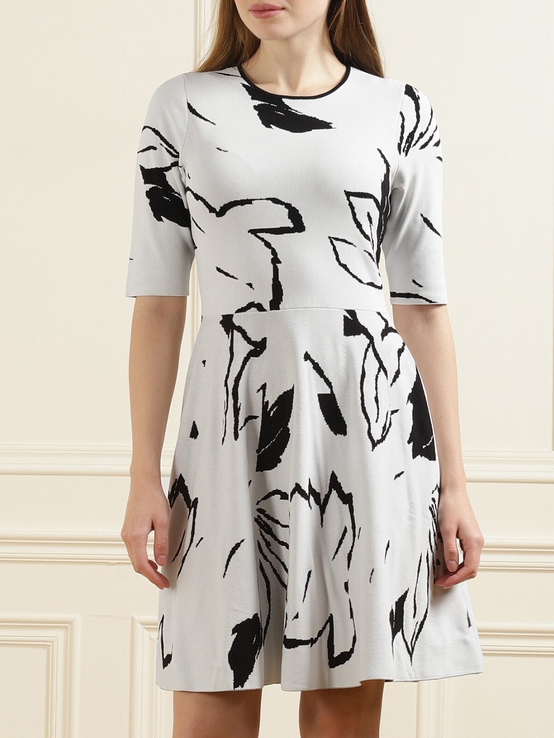 

Ted Baker White Printed Skater Pure Cotton A-Line Mini Dress