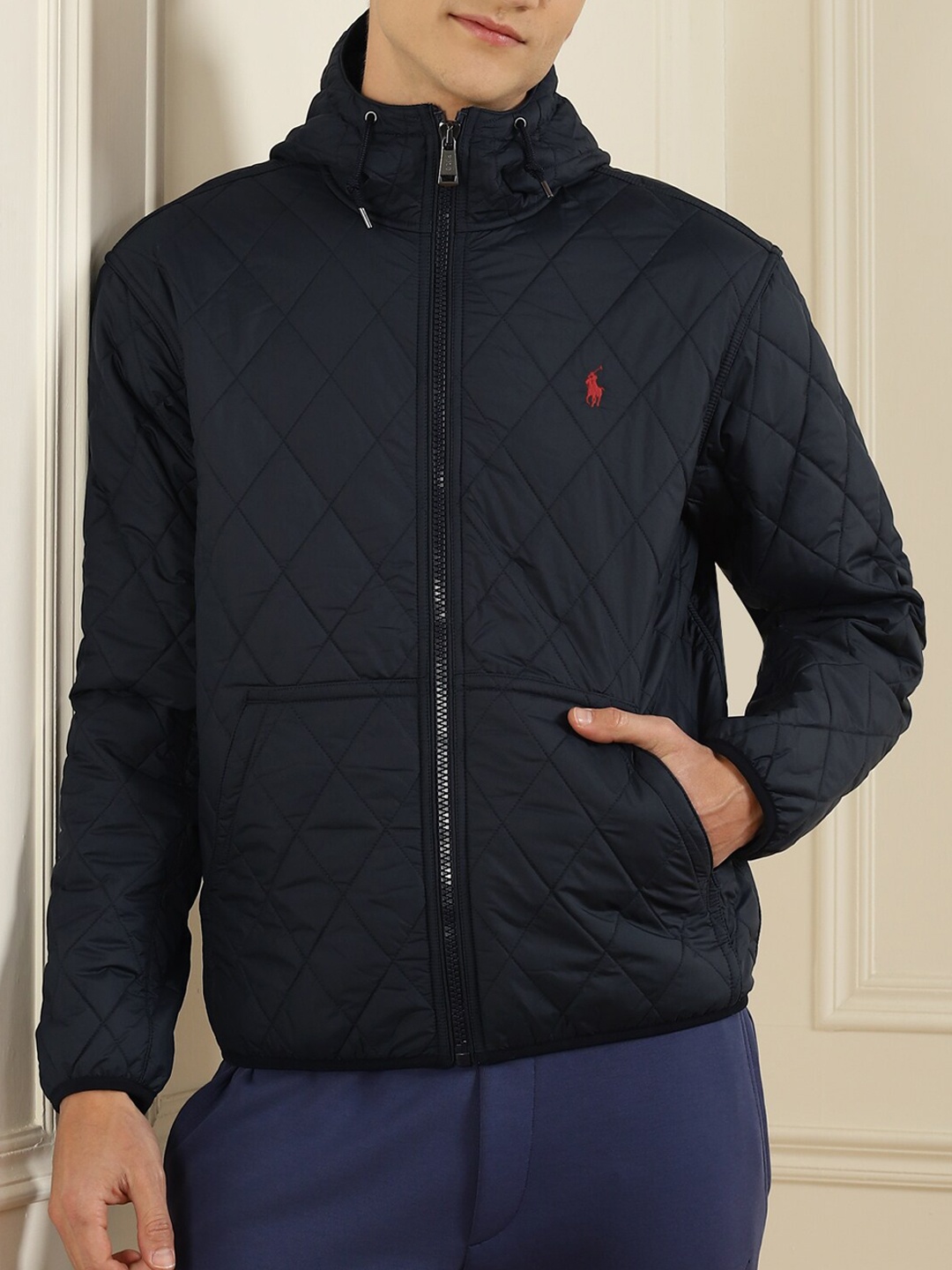 

Polo Ralph Lauren Men Navy Blue Cotton Lightweight Quilted Jacket