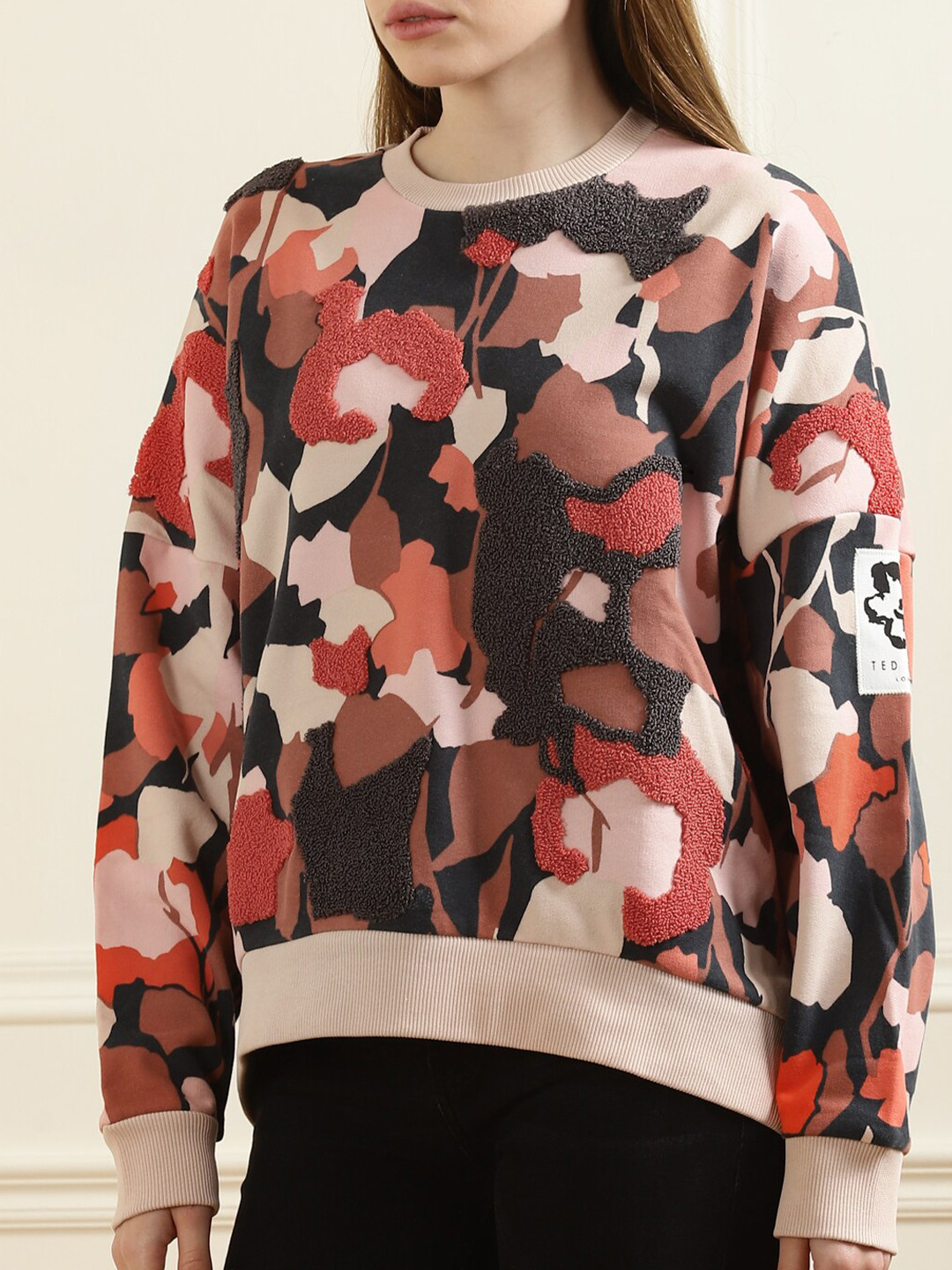 

Ted Baker Women Pink Printed Cotton Sweatshirt