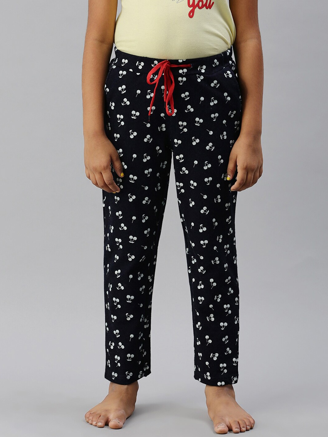 

Kryptic Girls Navy Blue & White Printed Cotton Lounge Pants