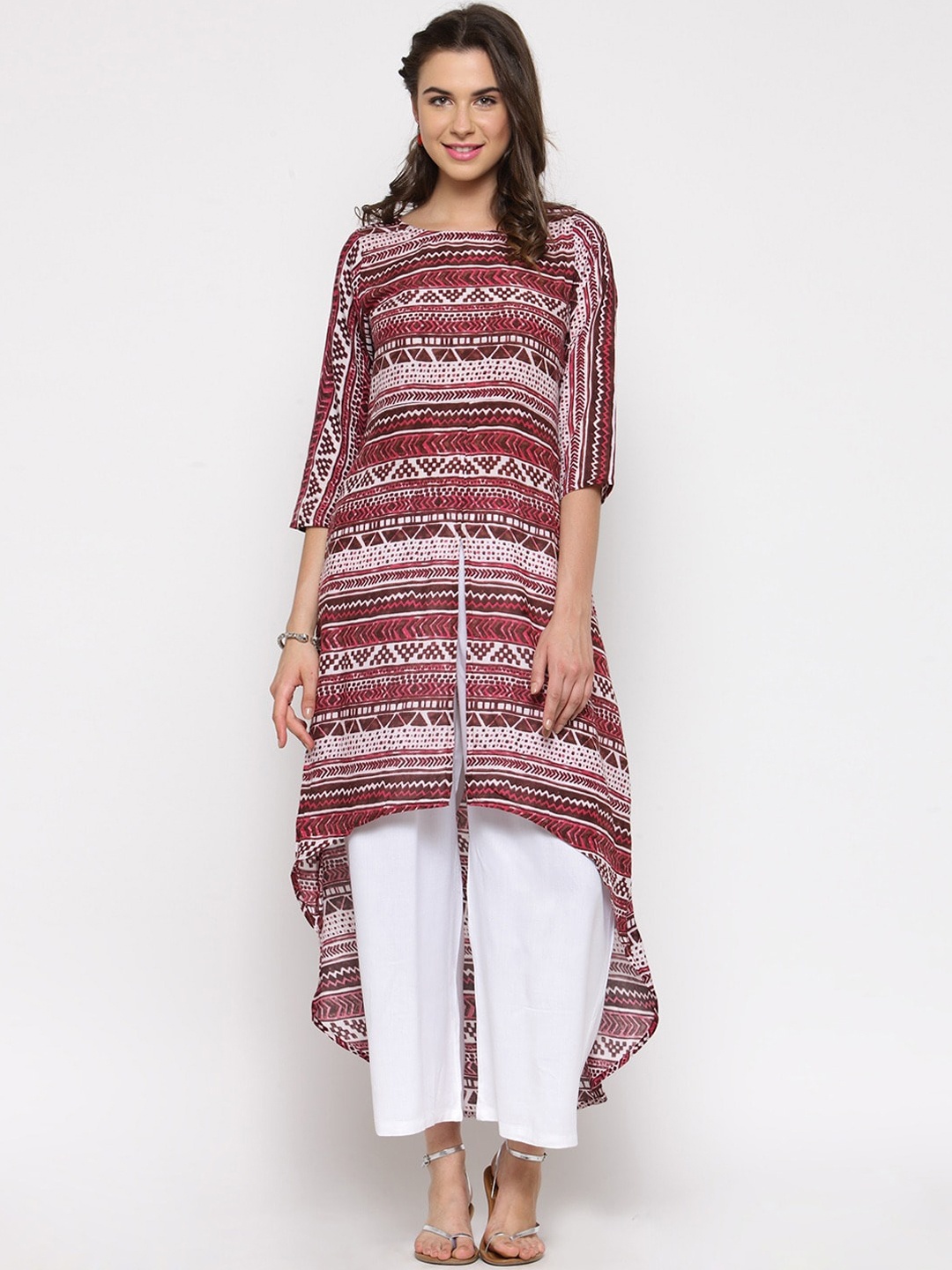 

Sera Women Maroon Printed Pure Cotton Kurti with Trousers