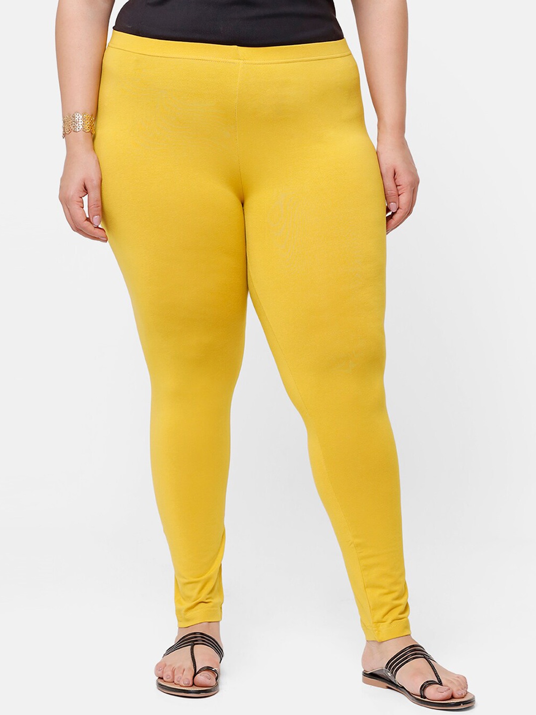 

De Moza Women Mustard-Yellow Solid Ankle-Length Leggings