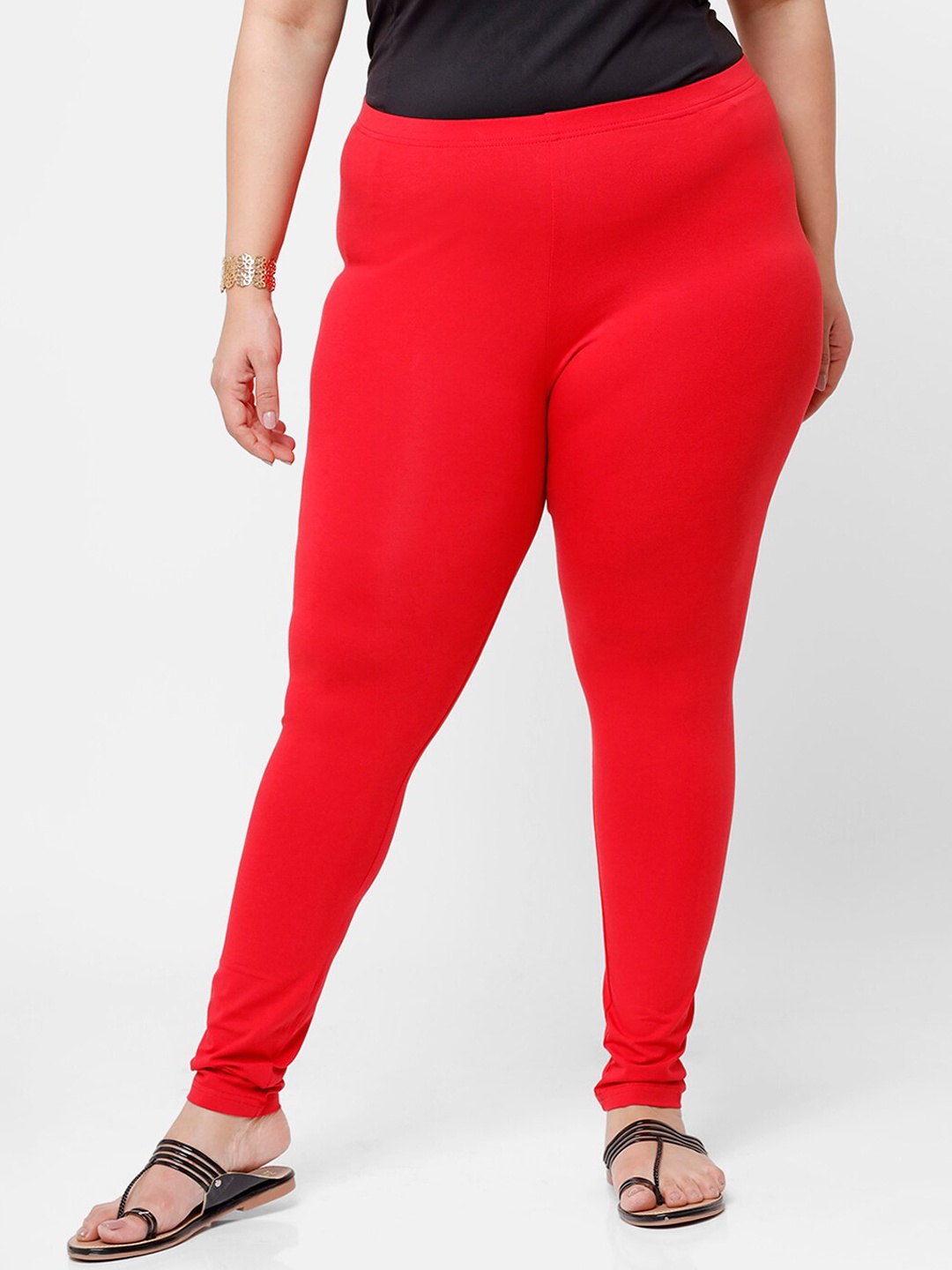 

De Moza Women Red Solid Ankle-Length Leggings