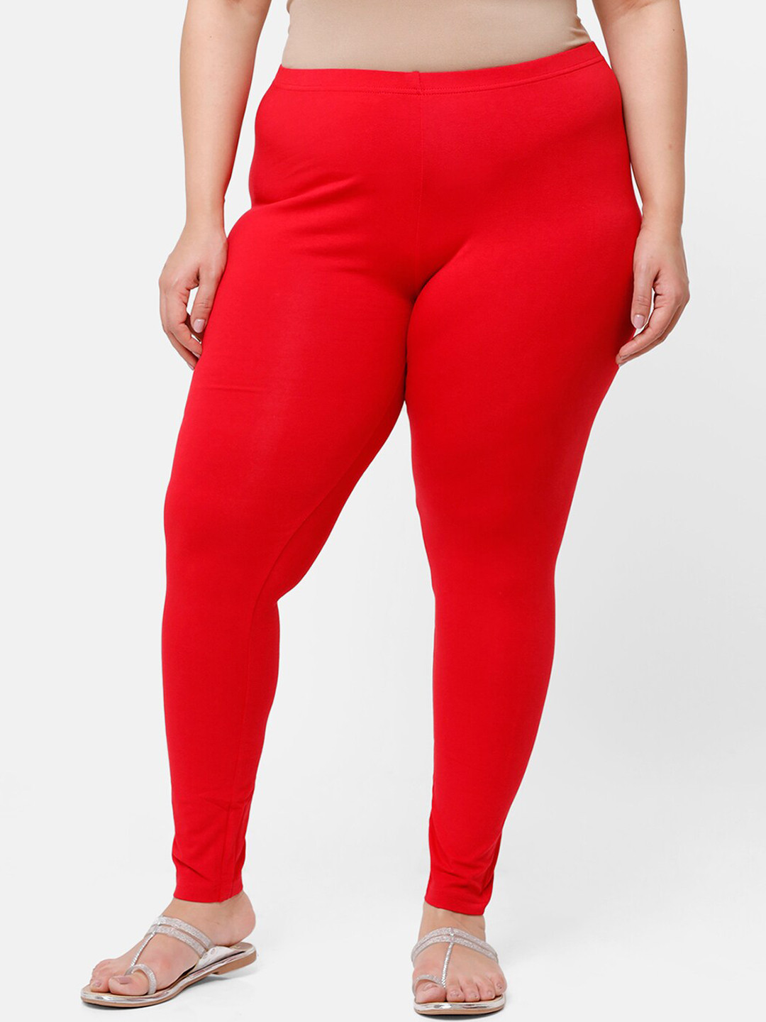 

De Moza Women Red Solid Churidar Leggings