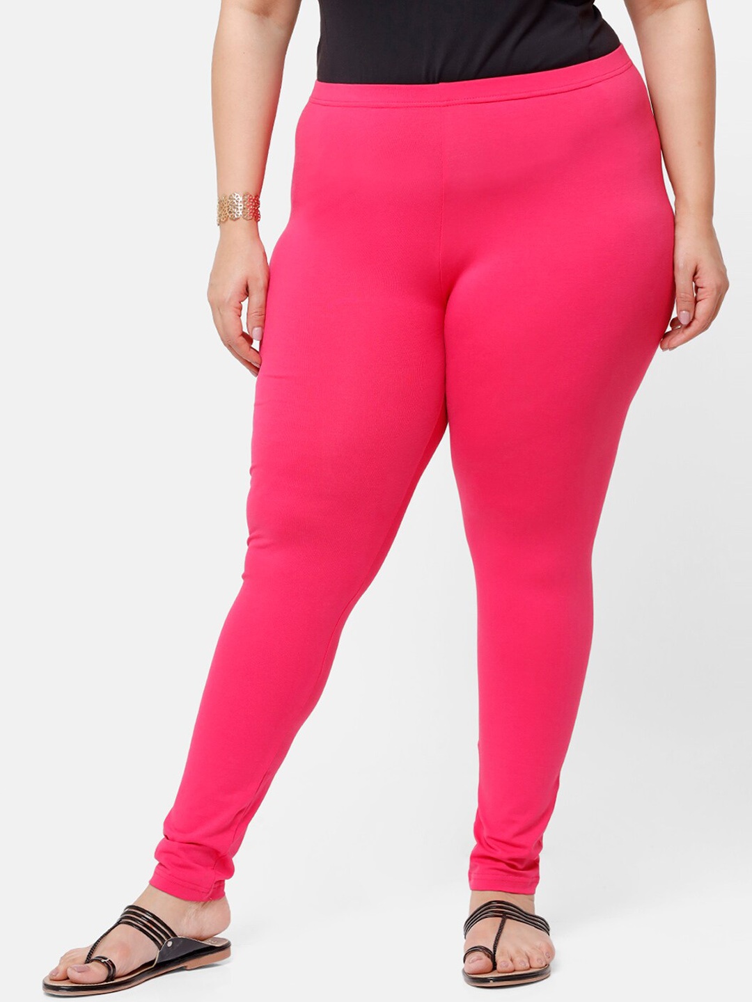 

De Moza Women Fuchsia-Pink Solid Ankle-Length Leggings