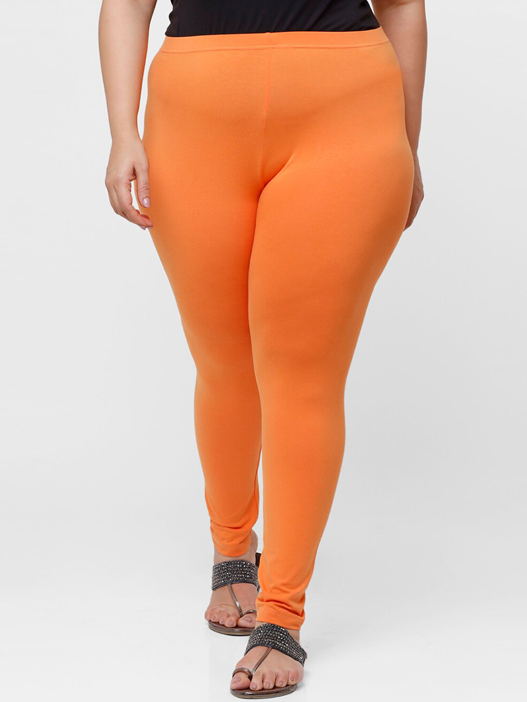 

De Moza Women Orange Solid Churidar Leggings
