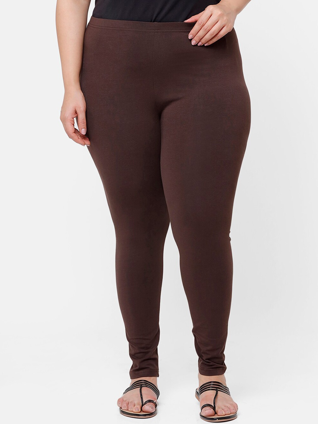 

De Moza Women Brown Solid Churidar-Length Leggings