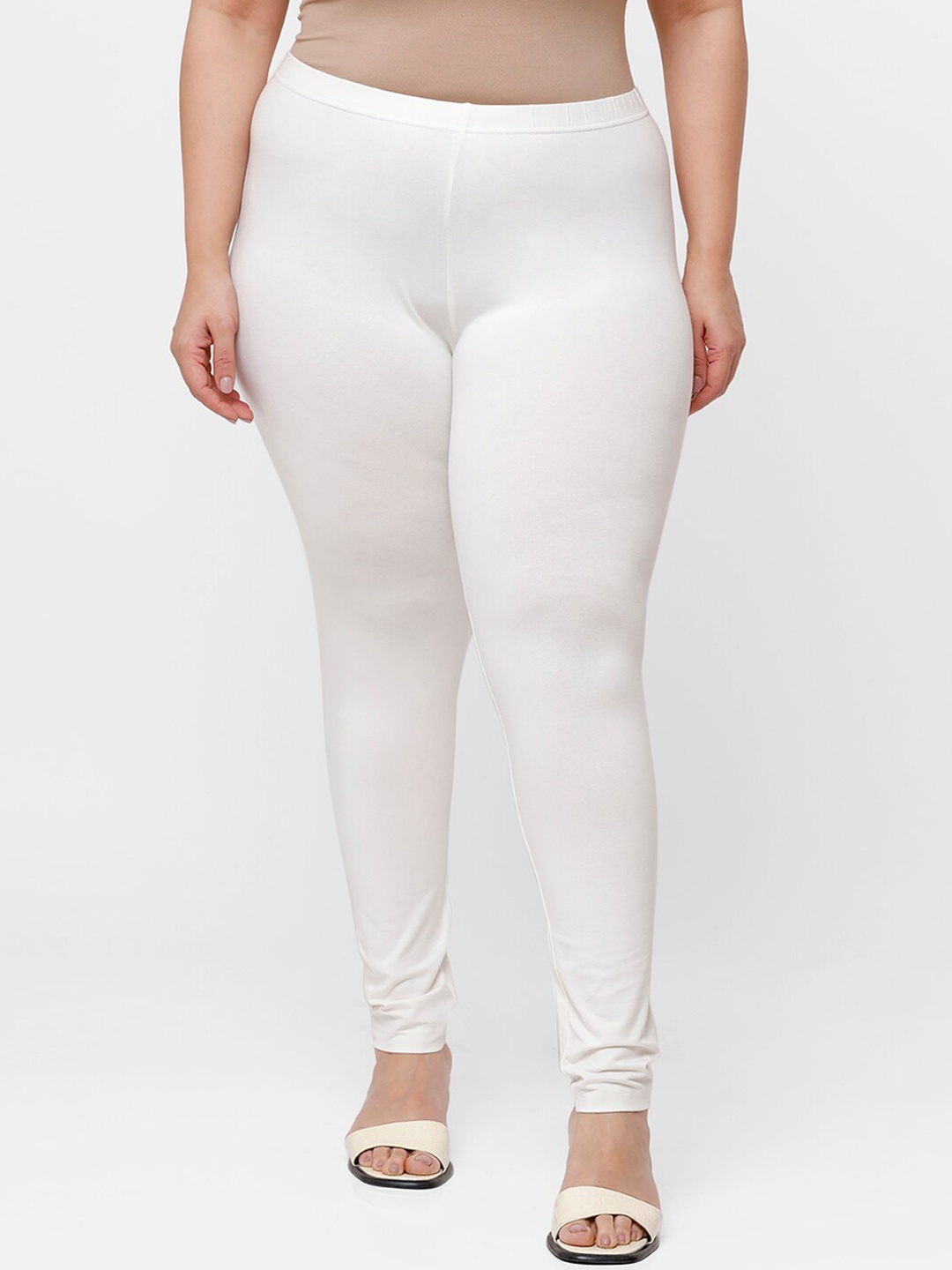 

De Moza Women White Solid Churidar Leggings
