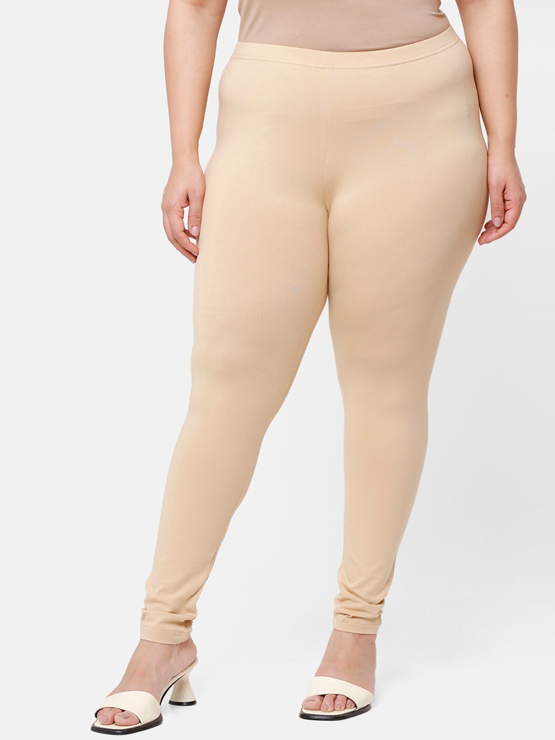 

De Moza Women Beige Solid Churidar Leggings