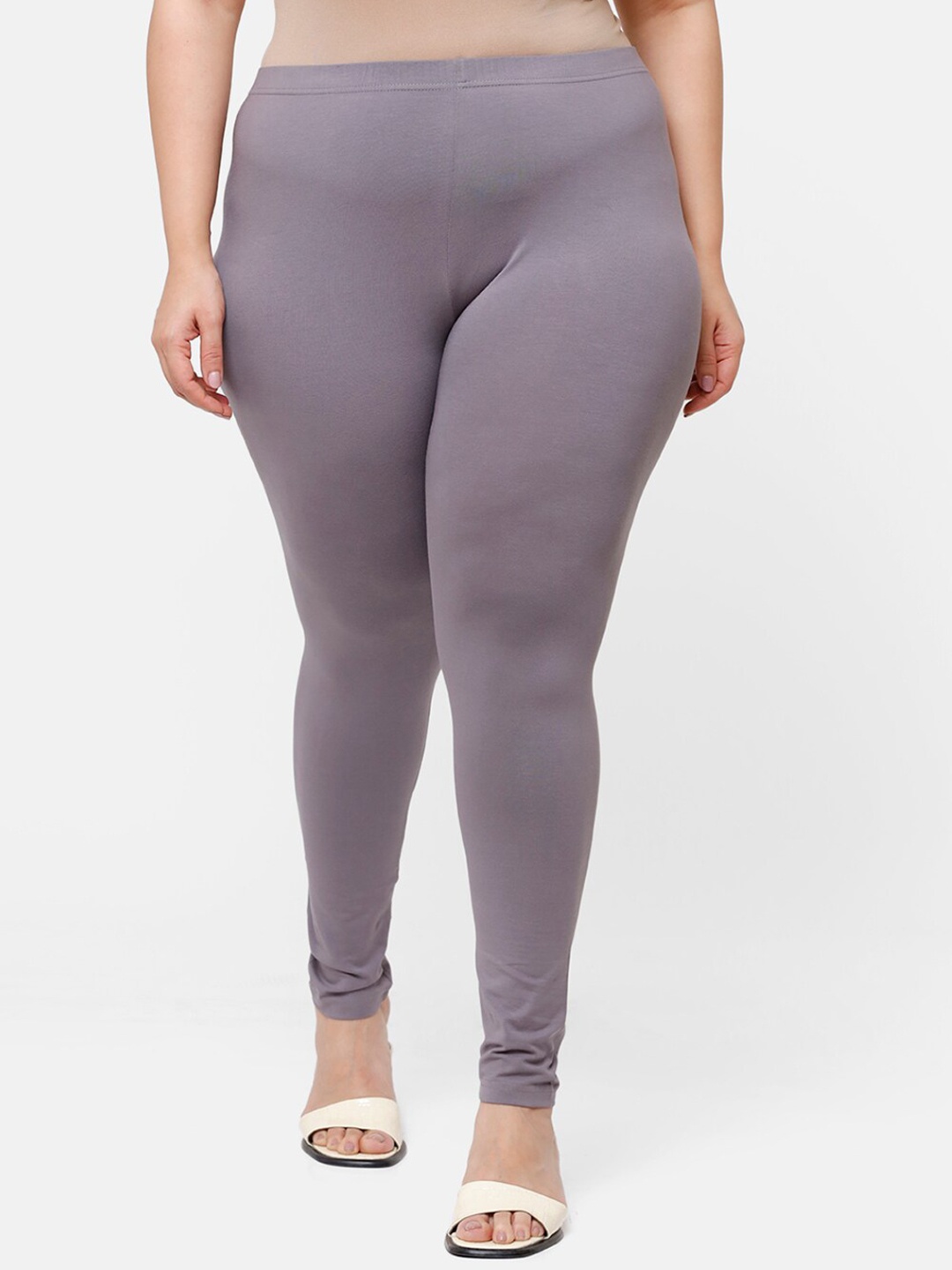 

De Moza Women Grey Solid Plus Size Ankle-Length Leggings
