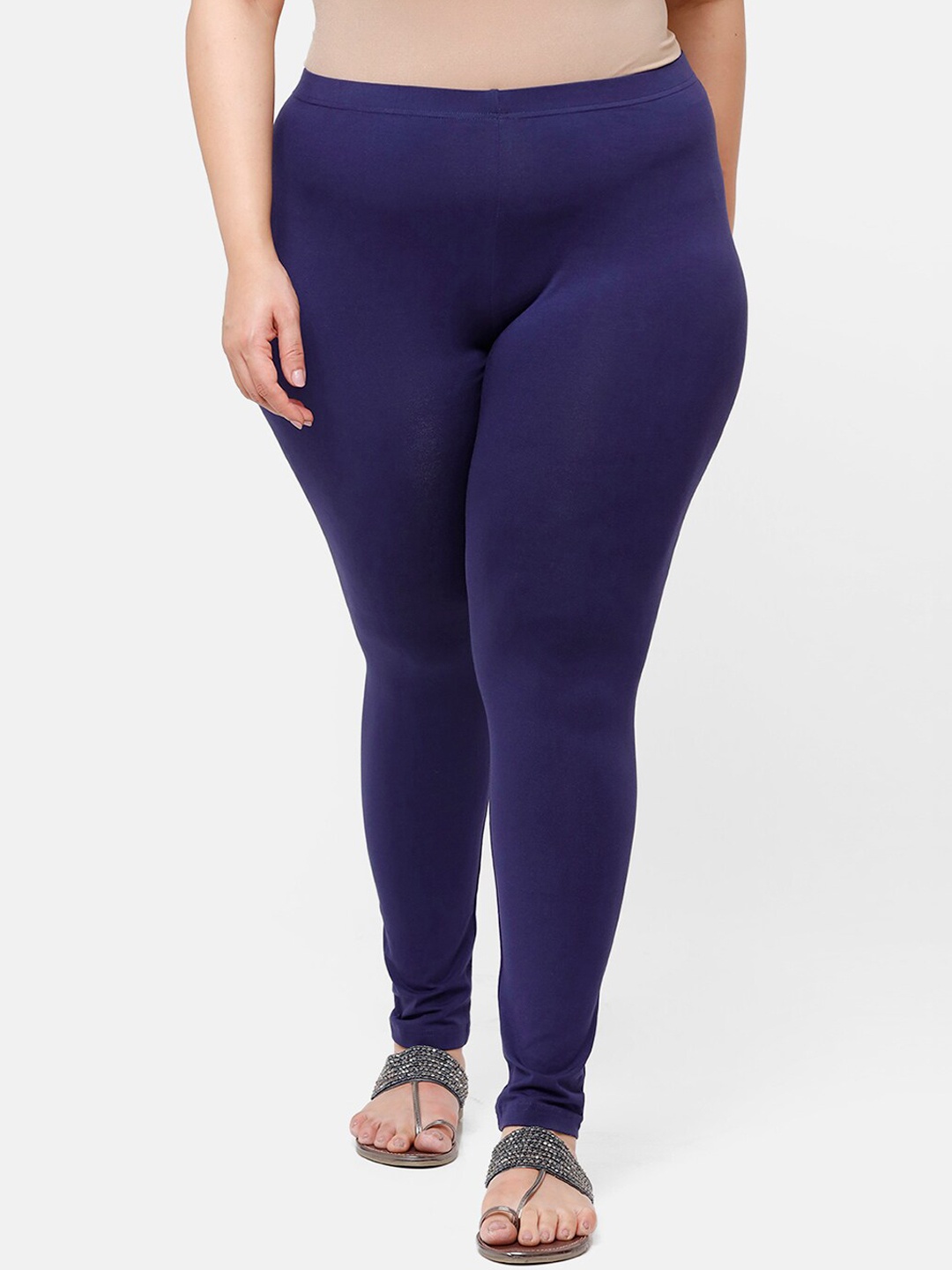

De Moza Women Navy Blue Solid Churidar-Length Leggings