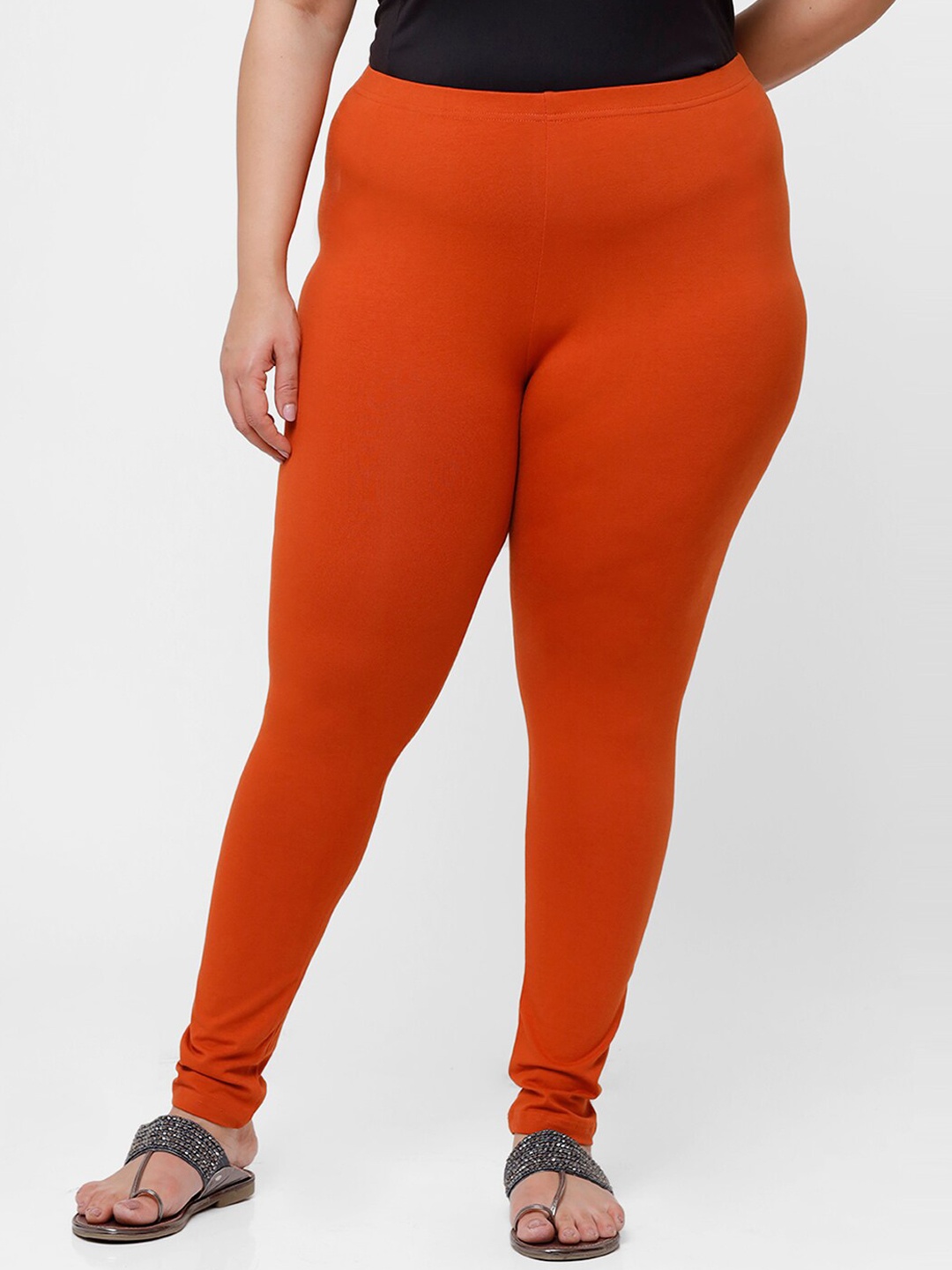 

De Moza Women Rust Orange Coloured Plus Size Solid Leggings