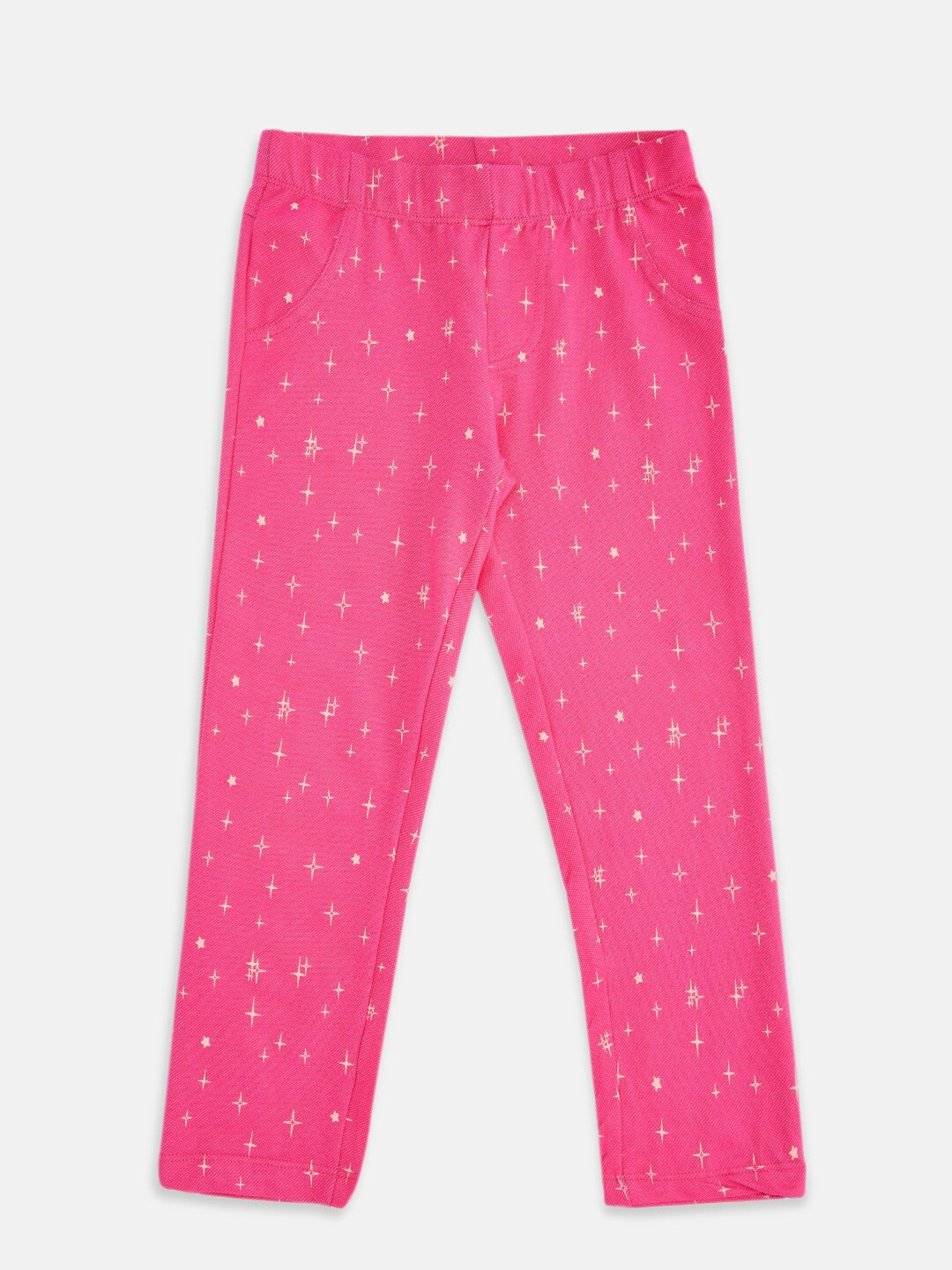 

Pantaloons Junior Girls Fuchsia-Pink & White Printed Treggings
