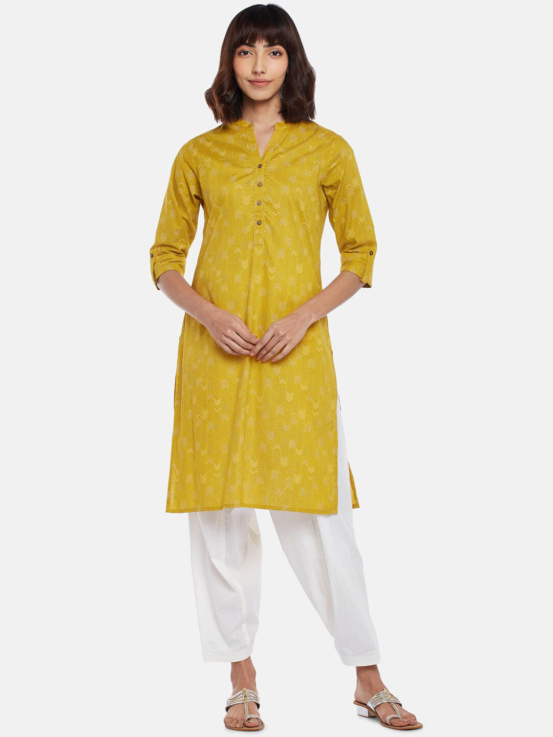 

RANGMANCH BY PANTALOONS Women Yellow Ethnic Motifs Kurta