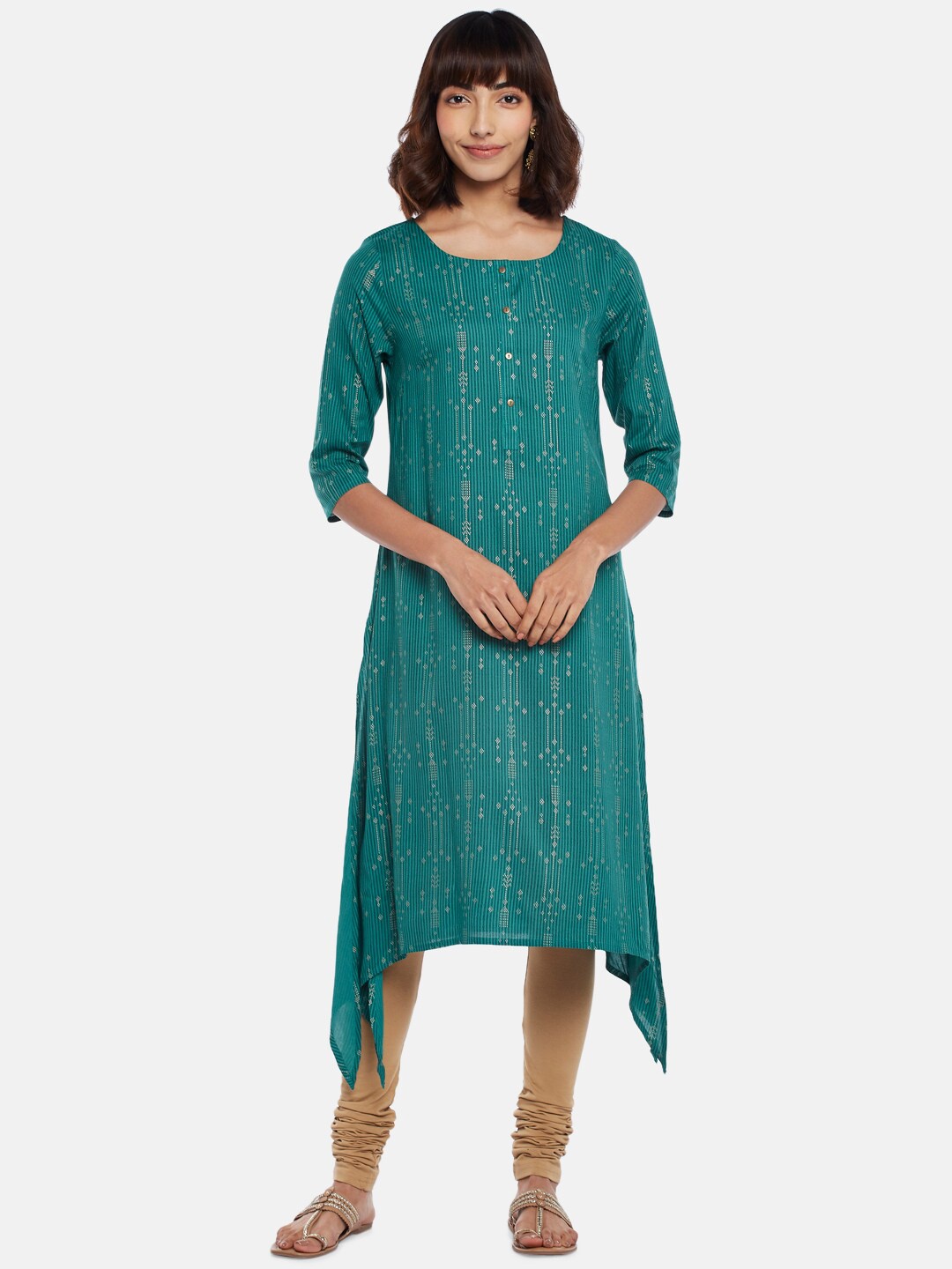 

RANGMANCH BY PANTALOONS Women Teal Printed Kurta