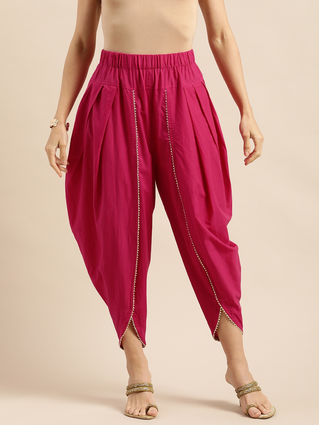 

Anouk Women Fuchsia Solid Pure Cotton Dhoti Pants