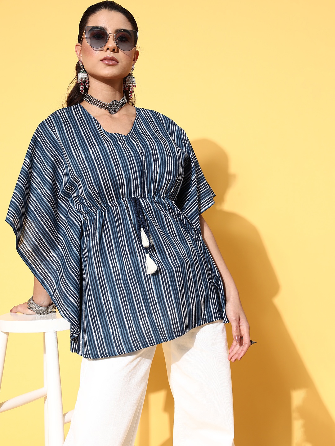 

Anouk Women Stunning Blue Cotton New Age Kaftan Kurta