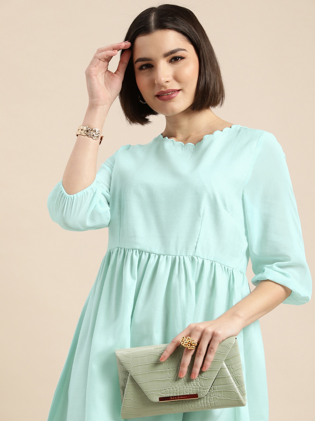 

Anouk Women Blue Ethnic A-Line Dress