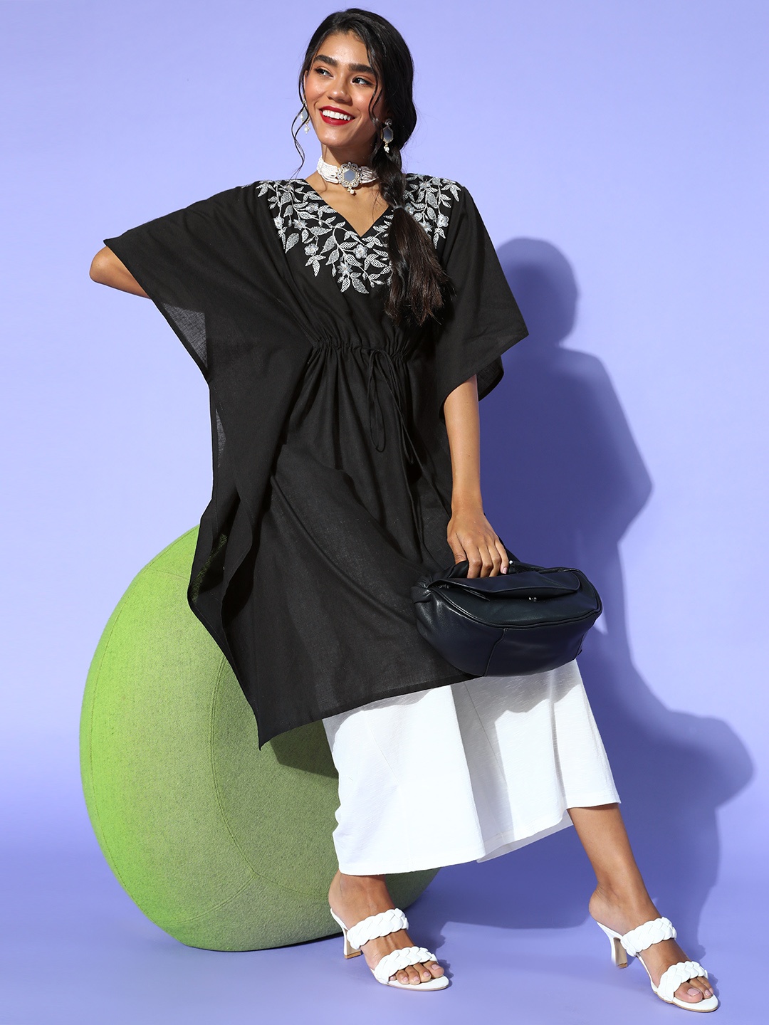 

Anouk Stylish Black Cotton New Age Kaftan Kurta