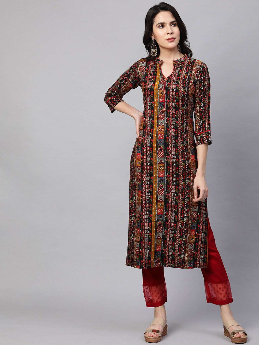 

FASHOR Women Multicoloured Ethnic Motif Printed Kurta, Multi