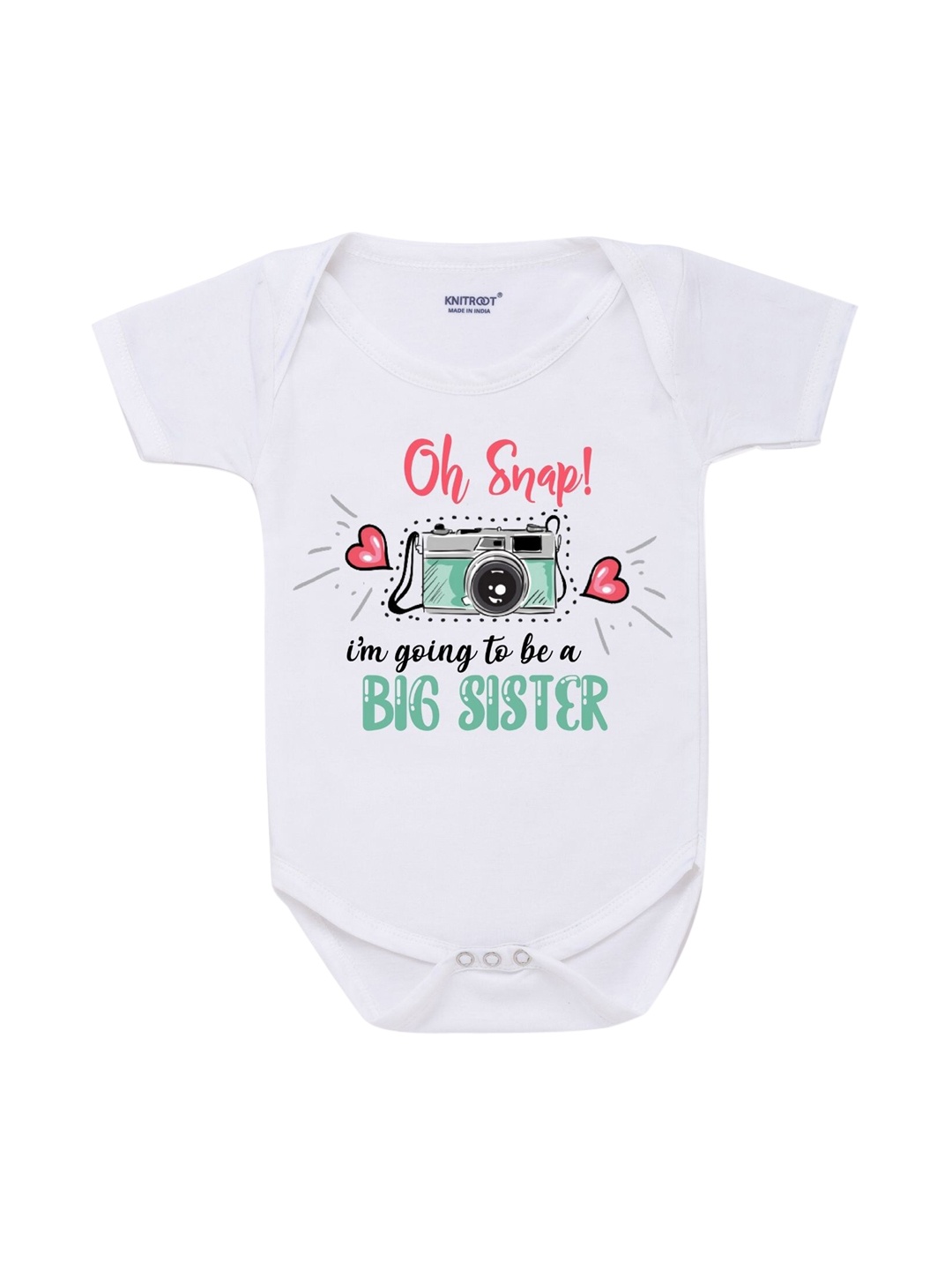 

KNITROOT Kids White Printed Cotton Bodysuit
