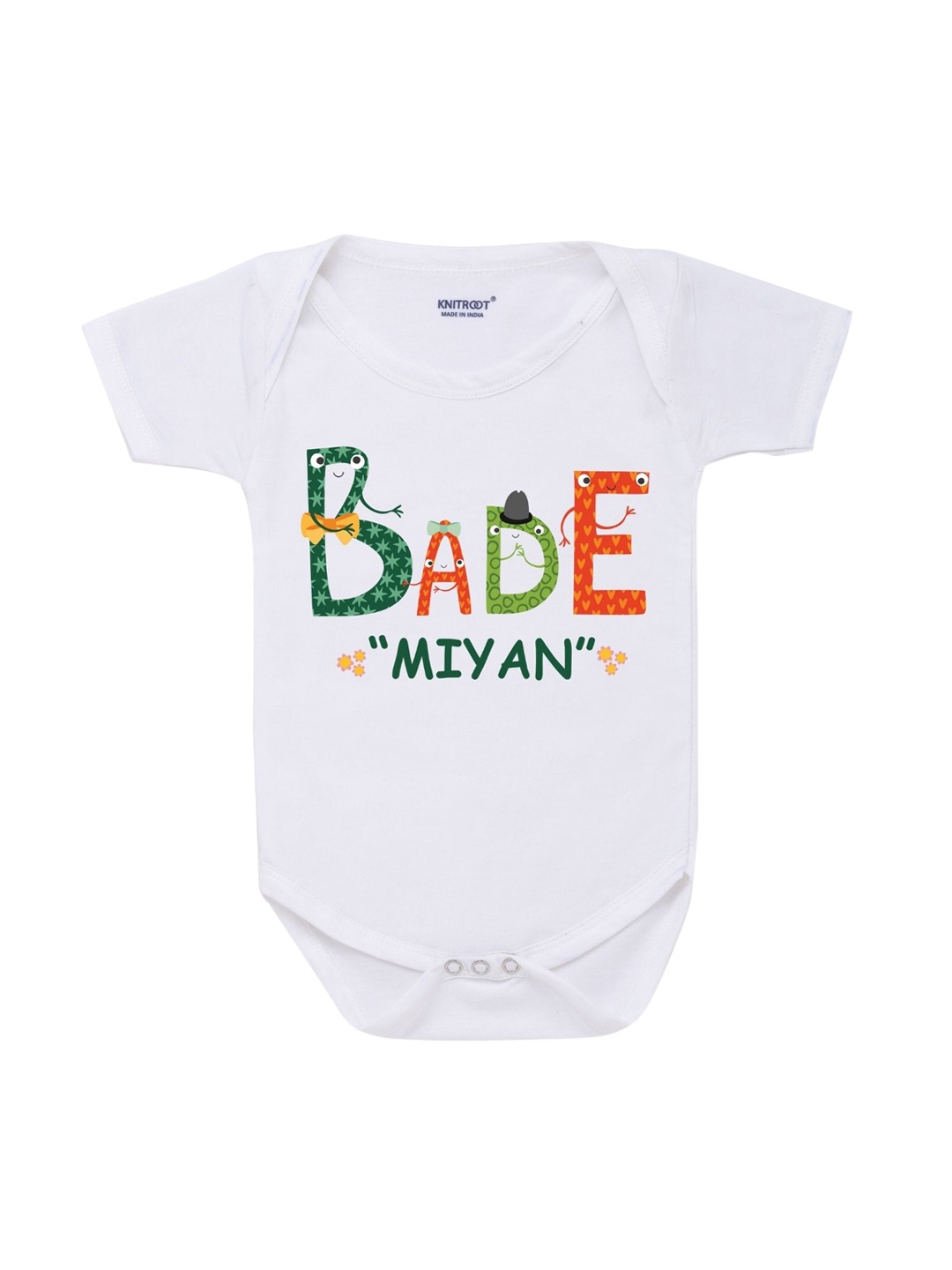 

KNITROOT Infants White Printed Bodysuit