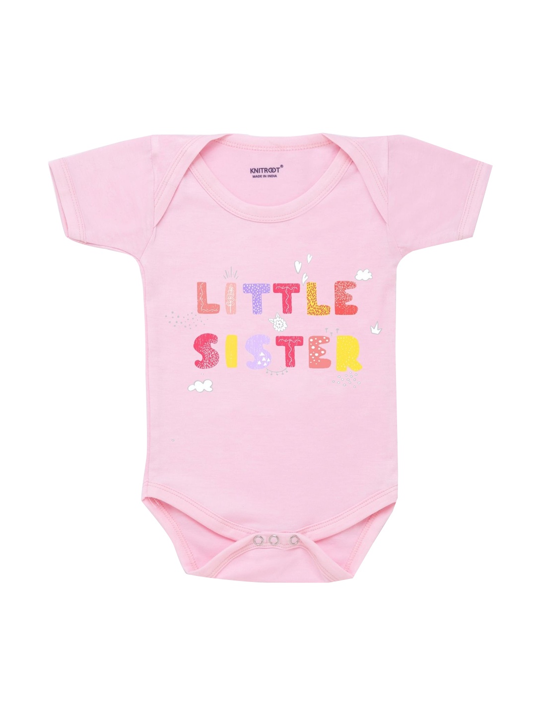 

KNITROOT Kids Pink Printed Cotton Bodysuit