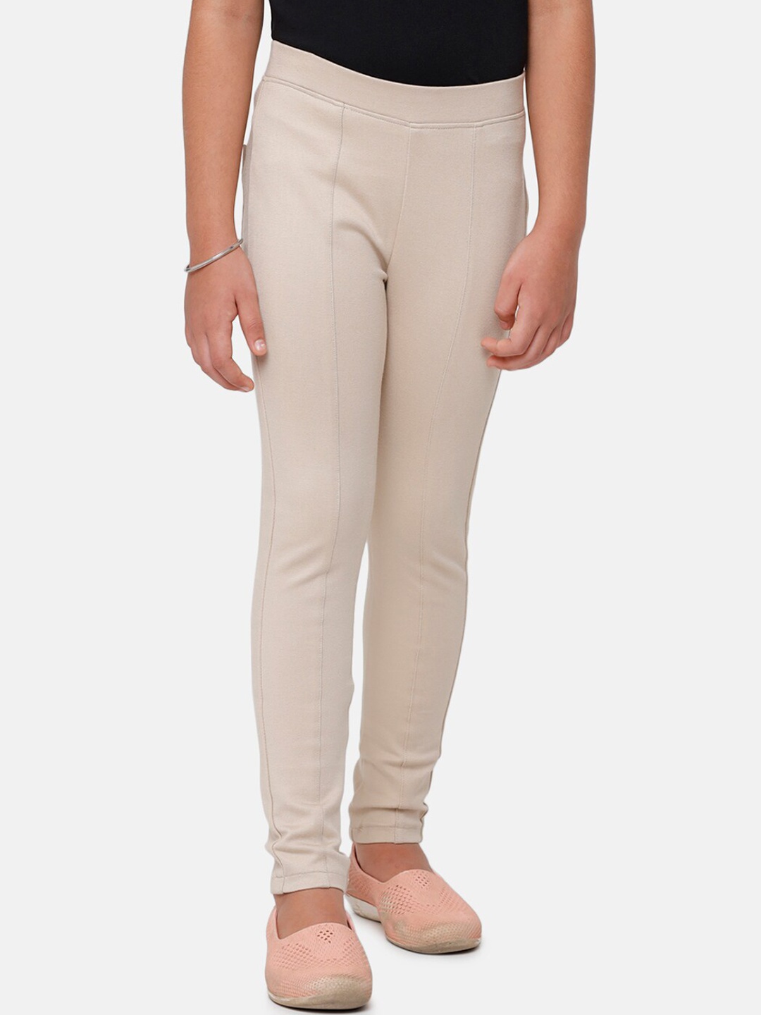 

De Moza Girls Beige Solid Tregging