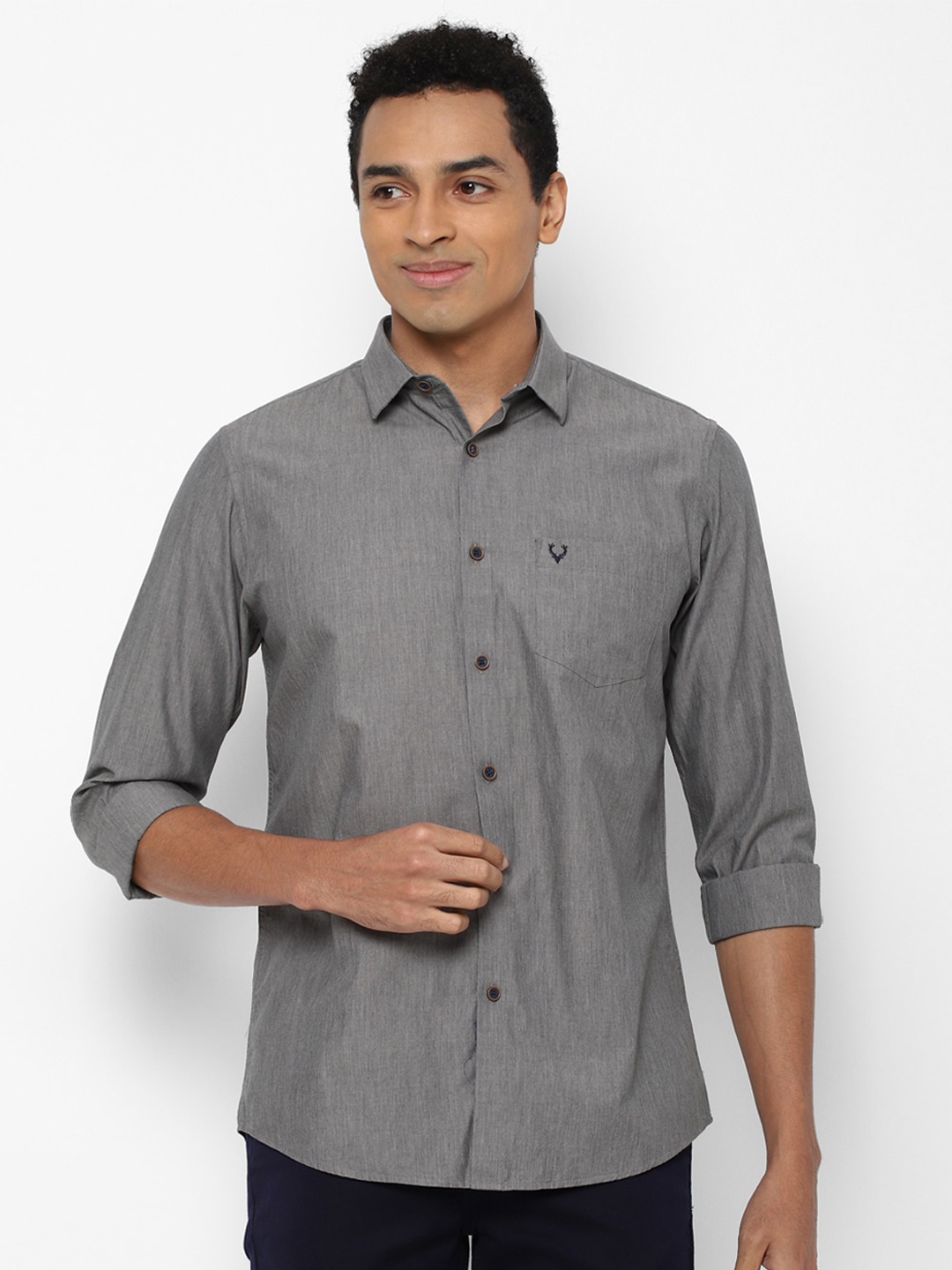 

Allen Solly Men Grey Slim Fit Pure Cotton Casual Shirt