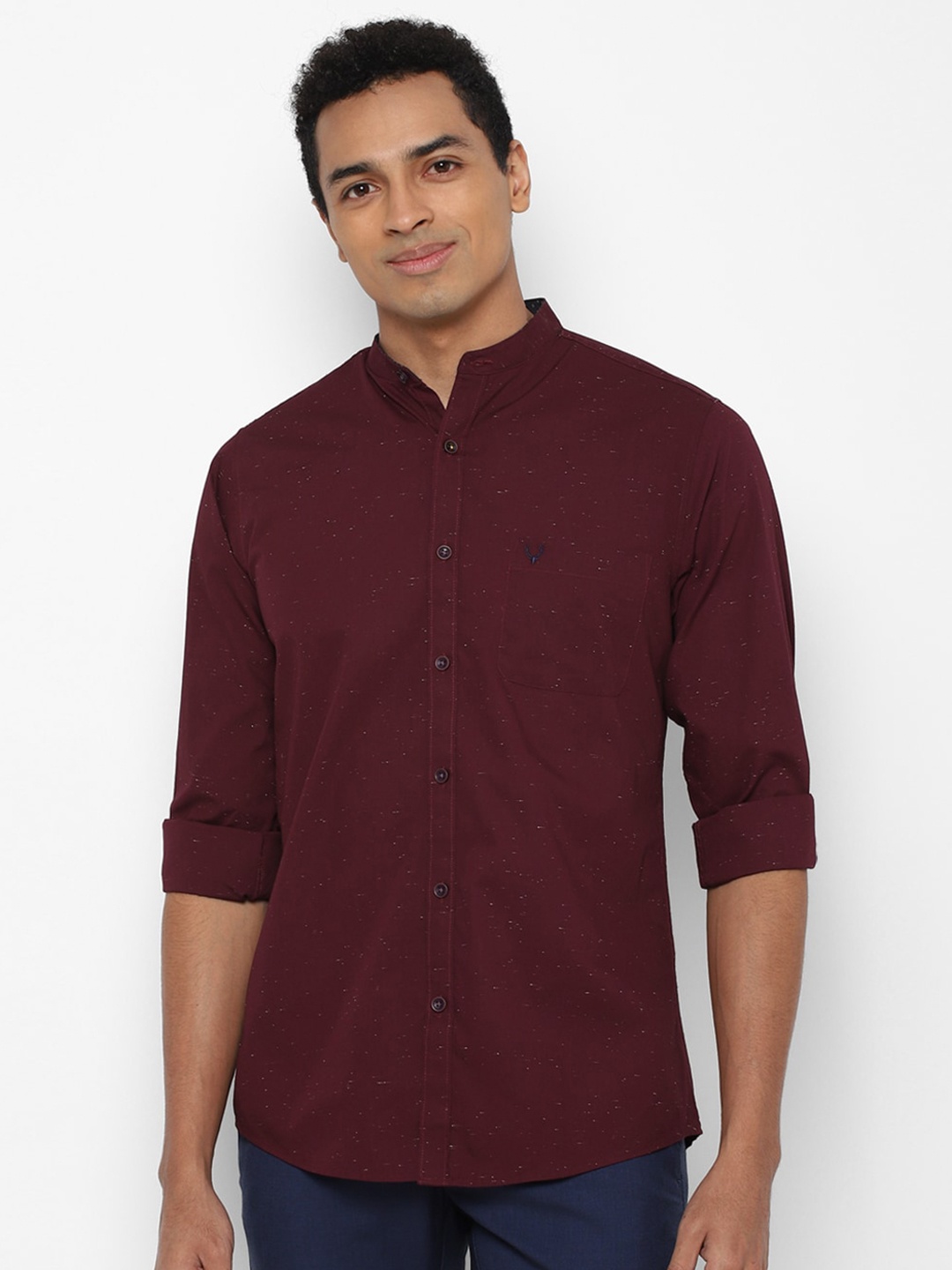 

Allen Solly Men Maroon Slim Fit Pure Cotton Casual Shirt