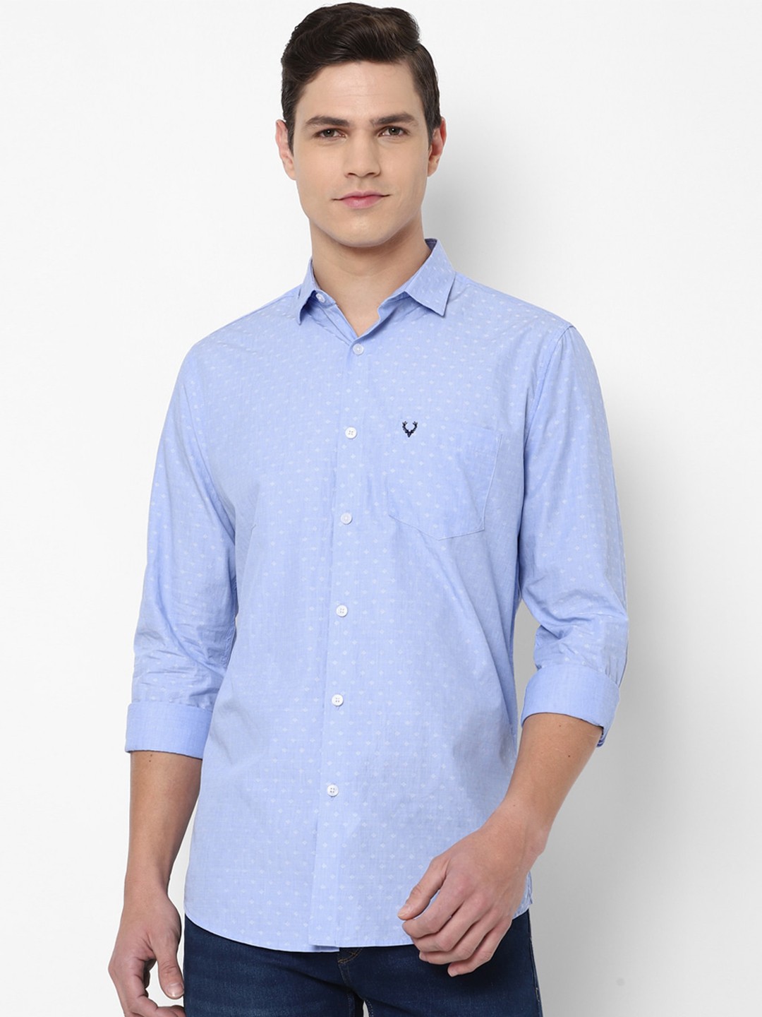

Allen Solly Men Blue Solid Slim Fit Casual Shirt