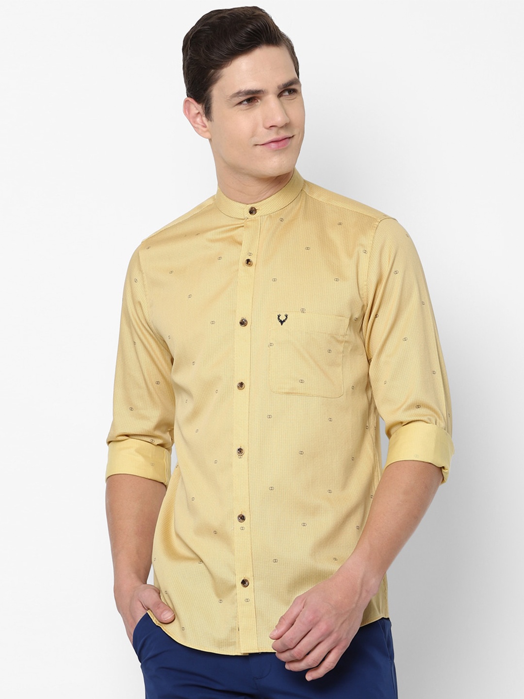 

Allen Solly Men Yellow Slim Fit Printed Casual Shirt