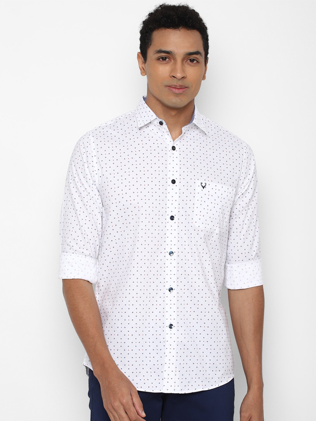 

Allen Solly Men White Slim Fit Printed Cotton Casual Shirt